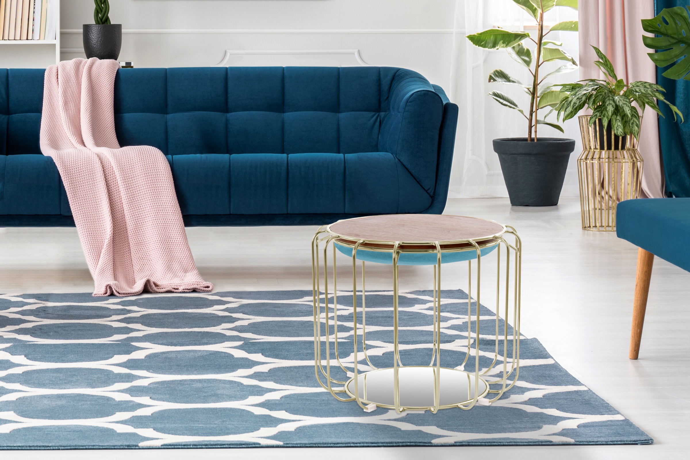 Kayoom Beistelltisch »Pouf Comfortable 110, abnehmbares und wendbares Oberteil«, (1 St.), praktisch umzuwandeln in Tisch oder Hocker, mit Spiegelglas