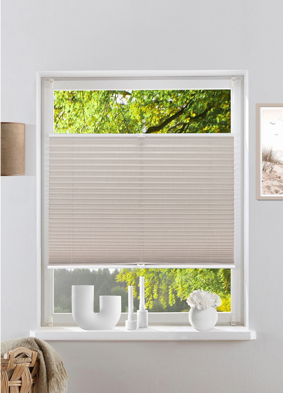 Otto Home Plissee "WILLA" Gr. 1, beige (leinenoptik), 130cm, 40cm