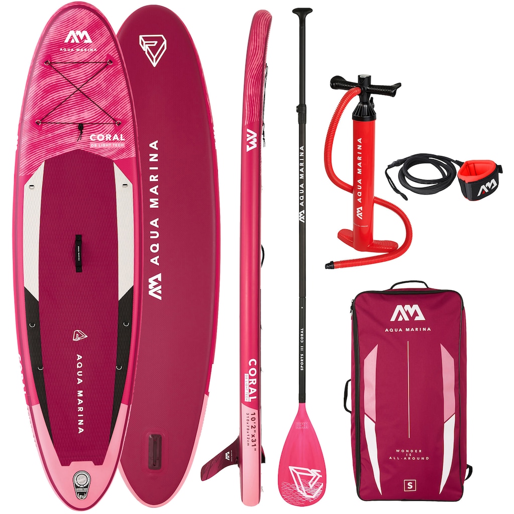 Aqua Marina Inflatable SUP-Board »Coral Stand-Up«, (Set, 7 tlg., mit Paddel, Pumpe und Transportrucksack)