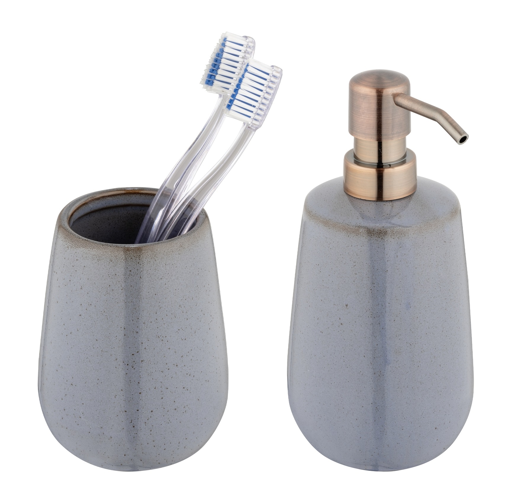 WENKO Badaccessoire-Set »Sirmione« Seifenspender und Zahnputzbecher, Keramik mit individueller Glasur