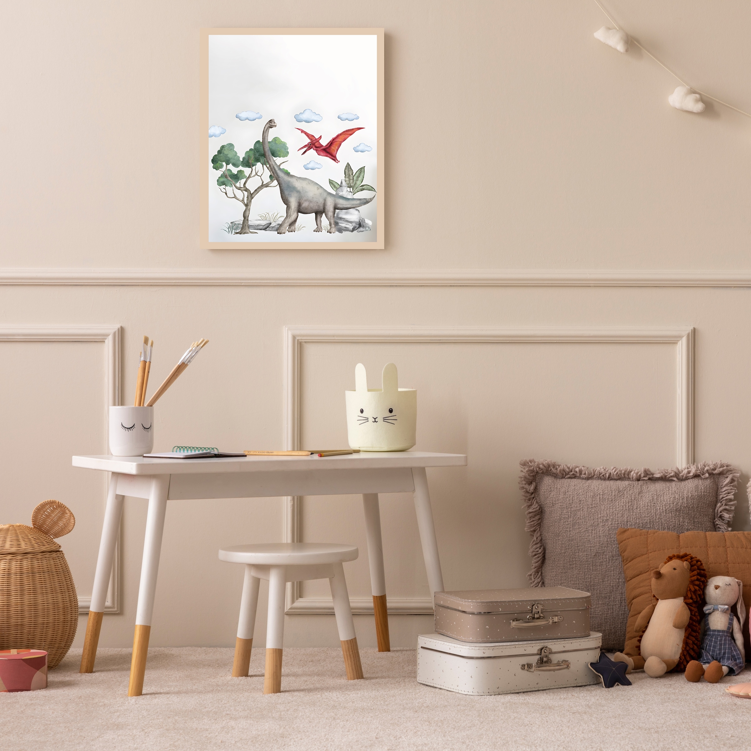 Lüttenhütt Bild mit Rahmen »oder Poster, Dinosaurier«, Baum-Dinosaurier-Fan günstig online kaufen