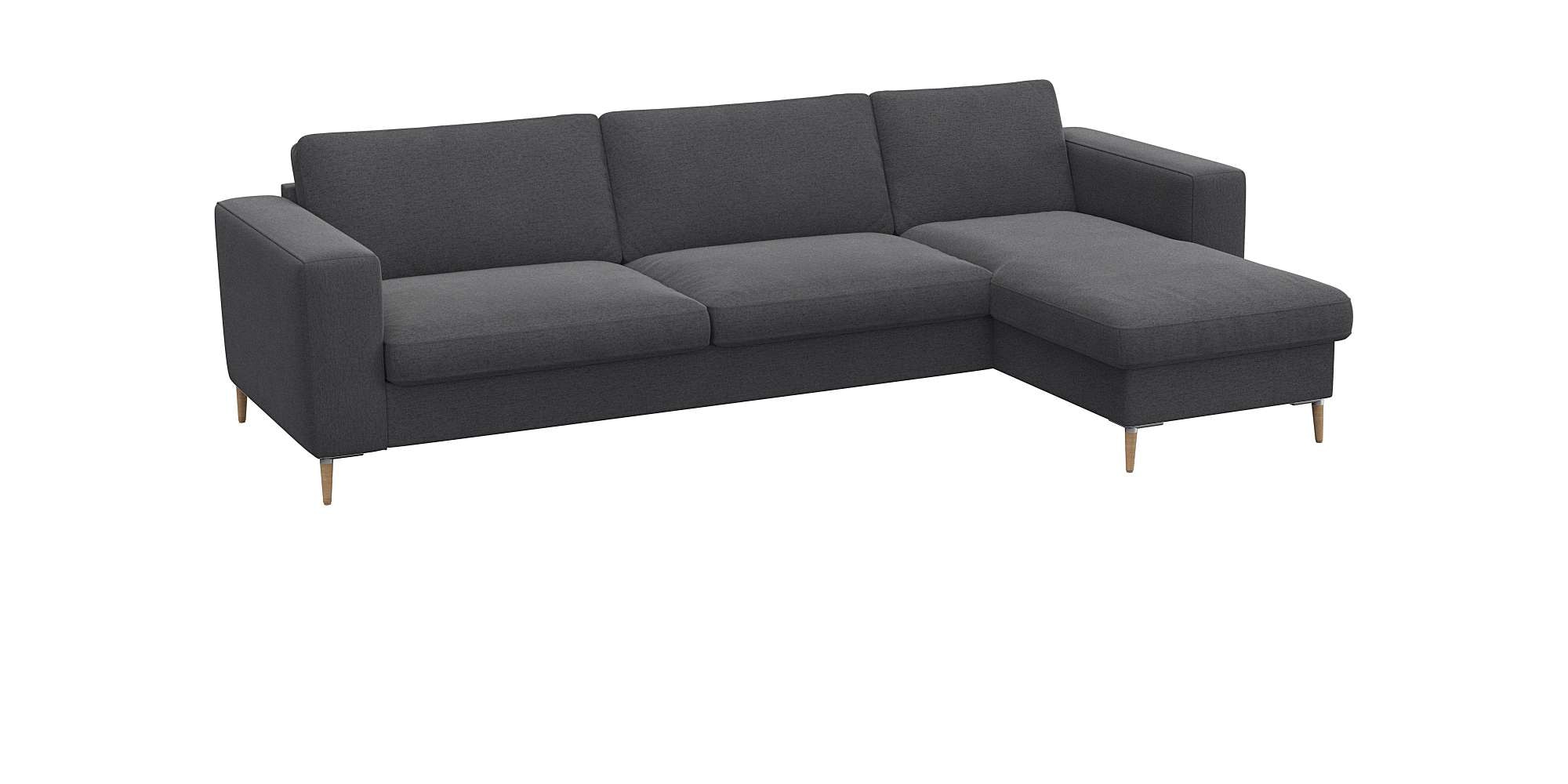 FLEXLUX Ecksofa »Fiore, super Sitzkomfort durch Kaltschaum im Sitz, L-Form«, breite Armlehnen, Kaltschaum, Füße Alu+ Eiche