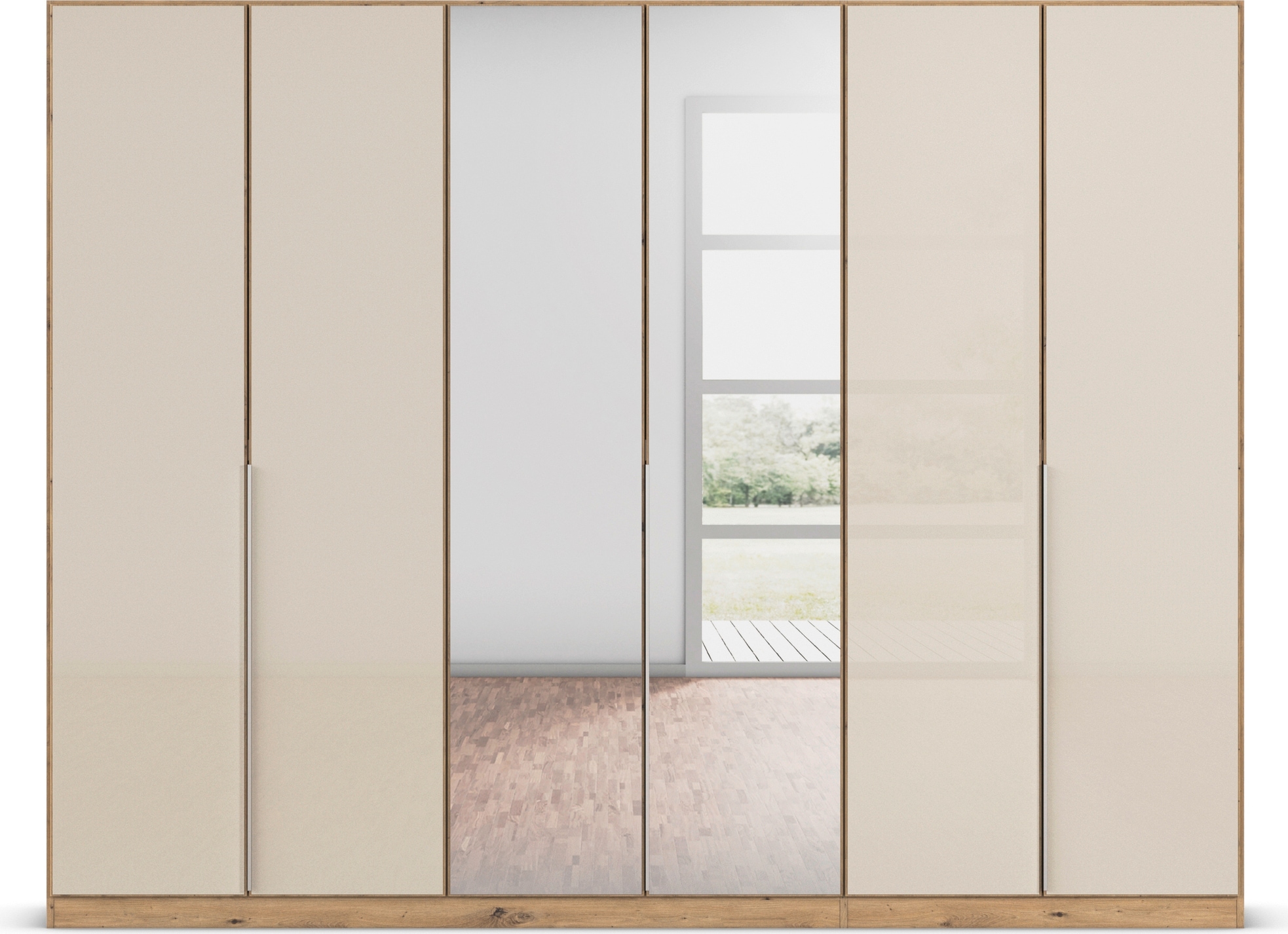 rauch Drehtürenschrank »Kleiderschrank Kleiderschränke Schrank Garderobe AGORDO mit Glasfront«, (in zwei Griff-Farben), durchdachte Innenausstattung, in 6 Breiten und 2 Höhen MADE IN GERMANY