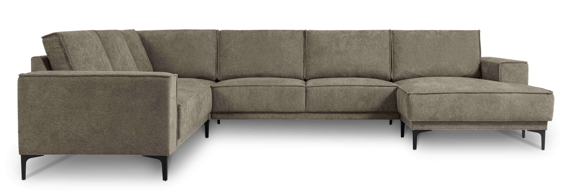 Places of Style Wohnlandschaft »XXL Sofa Oland, Struktur, Flachgewebe, Luxus-Microfaser, Boucle«, U-Form, 342 cm, Wellenunterfederung, Skandi-Design, Metallfüße