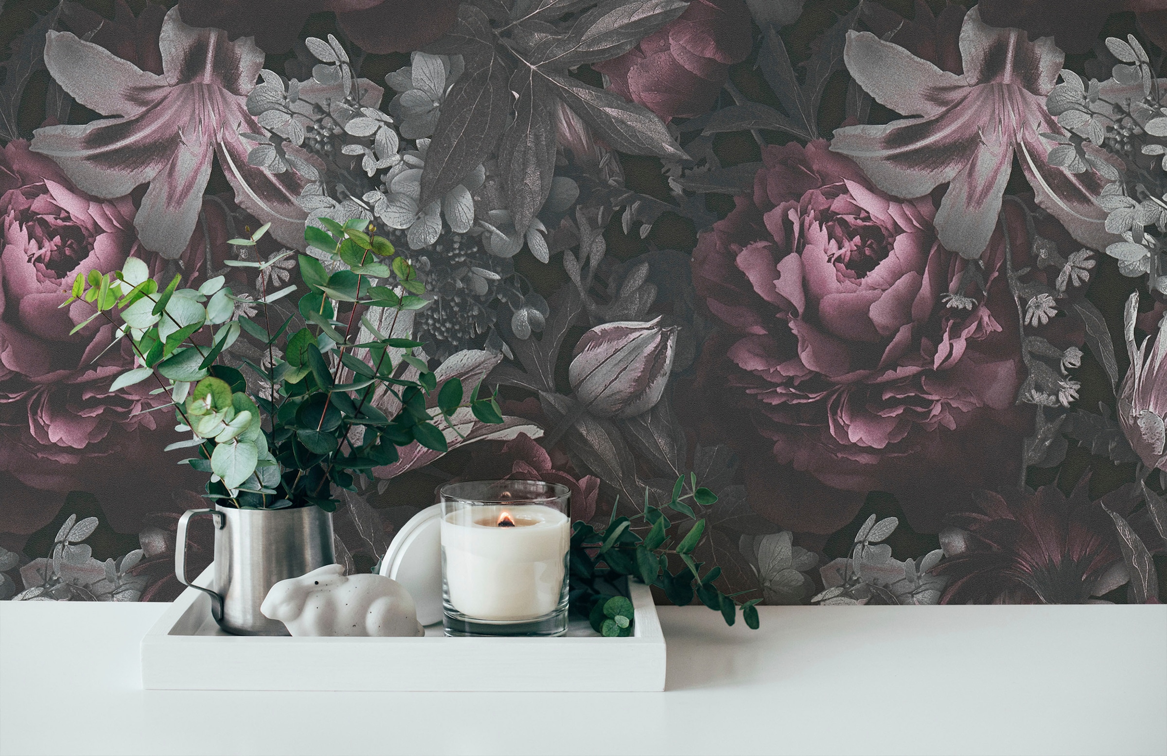 A.S. Création Vliestapete »PintWalls Rosen Floral«, matt-gemustert-neutral, Blumentapete Tapeten Wohnzimmer Schlafzimmer Küche modern Design Optik