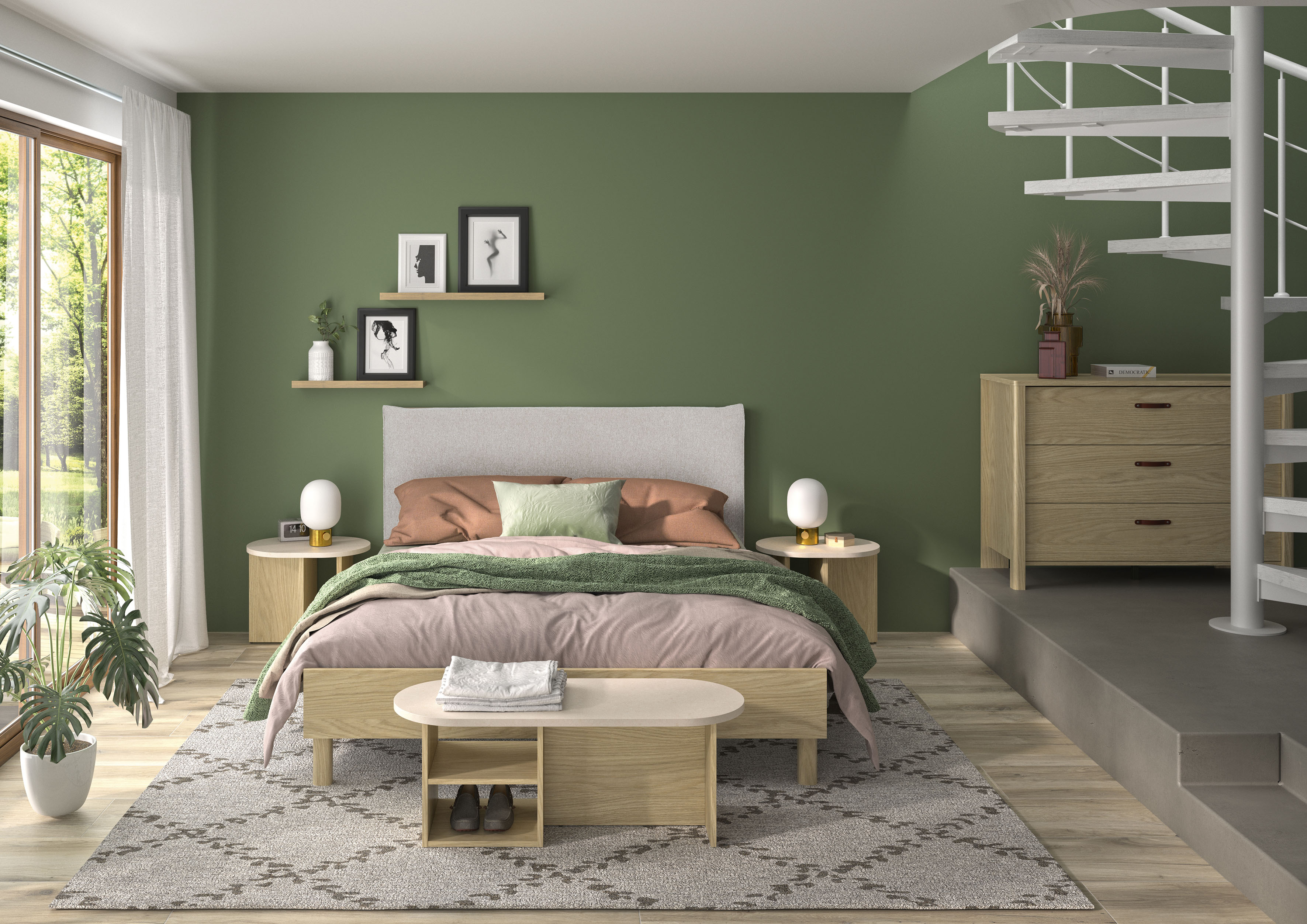 Gami Einzelbett »Auriol« Bett 160 / 200 mit gepolstertes Kopfteil aus Texti günstig online kaufen