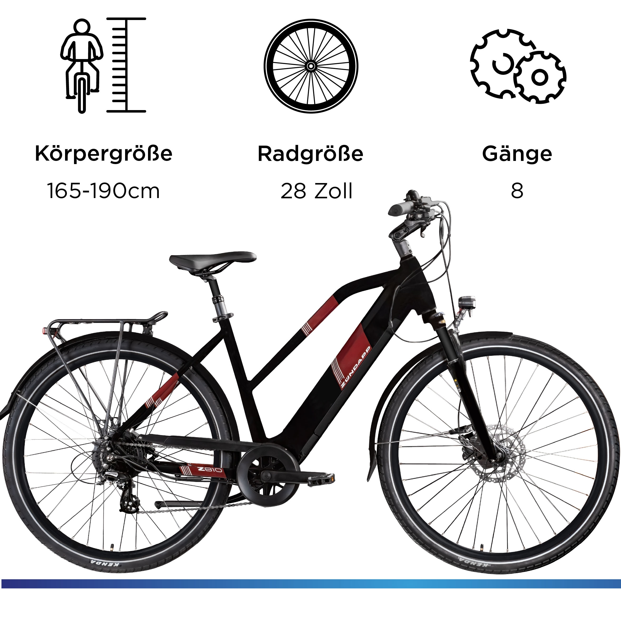 Zündapp E-Bike »Z810«, 8 Gang, Shimano, Altus RD-M310, Heckmotor 250 W