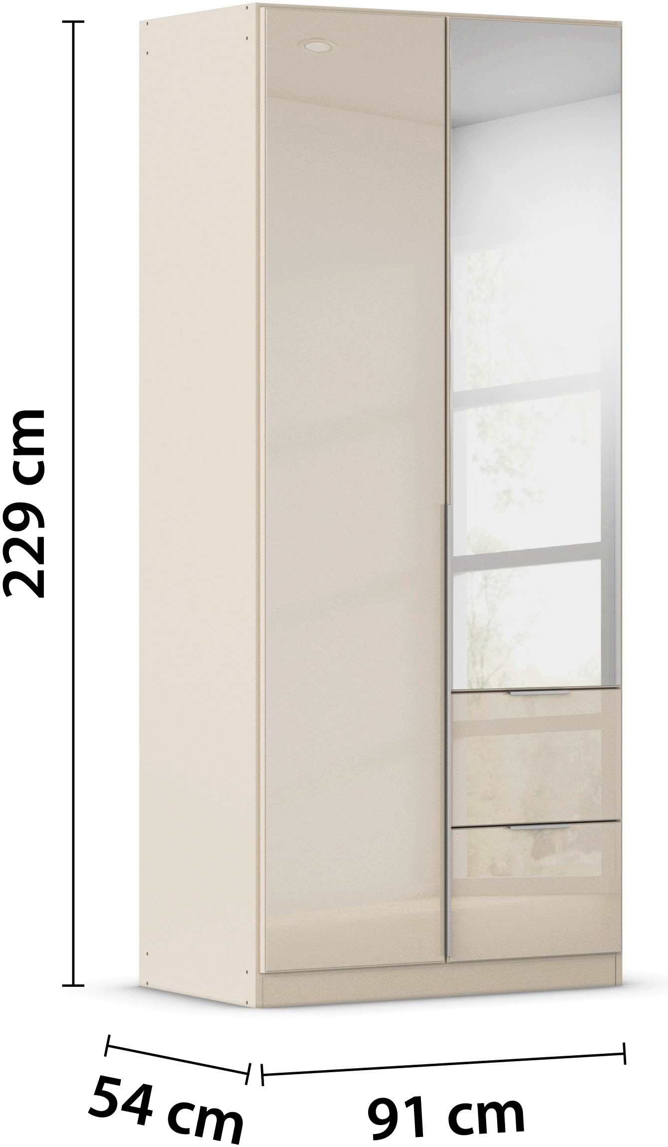 rauch Drehtürenschrank »Kleiderschrank Kleiderschränke Schrank Garderobe AGORDO mit Glasfront«, (in zwei Griff-Farben mit Glasfront), mit Außenschubkästen, in 6 Breiten und 2 Höhen MADE IN GERMANY