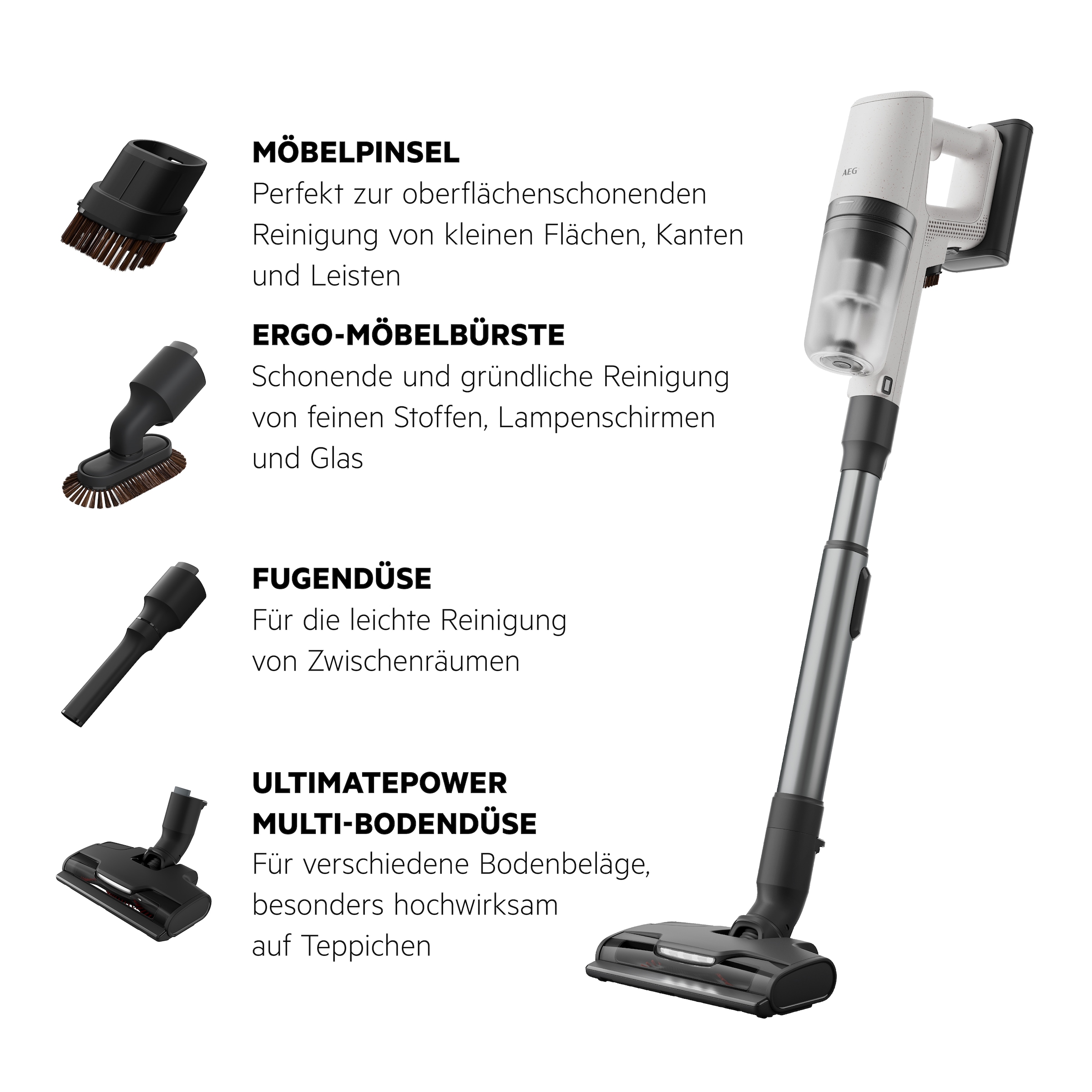 AEG Akku-Hand-und Stielstaubsauger »AP82UB25SH« Leistungsstarker Akku-Staubsauger: kabellos für alle Böden, Automodus