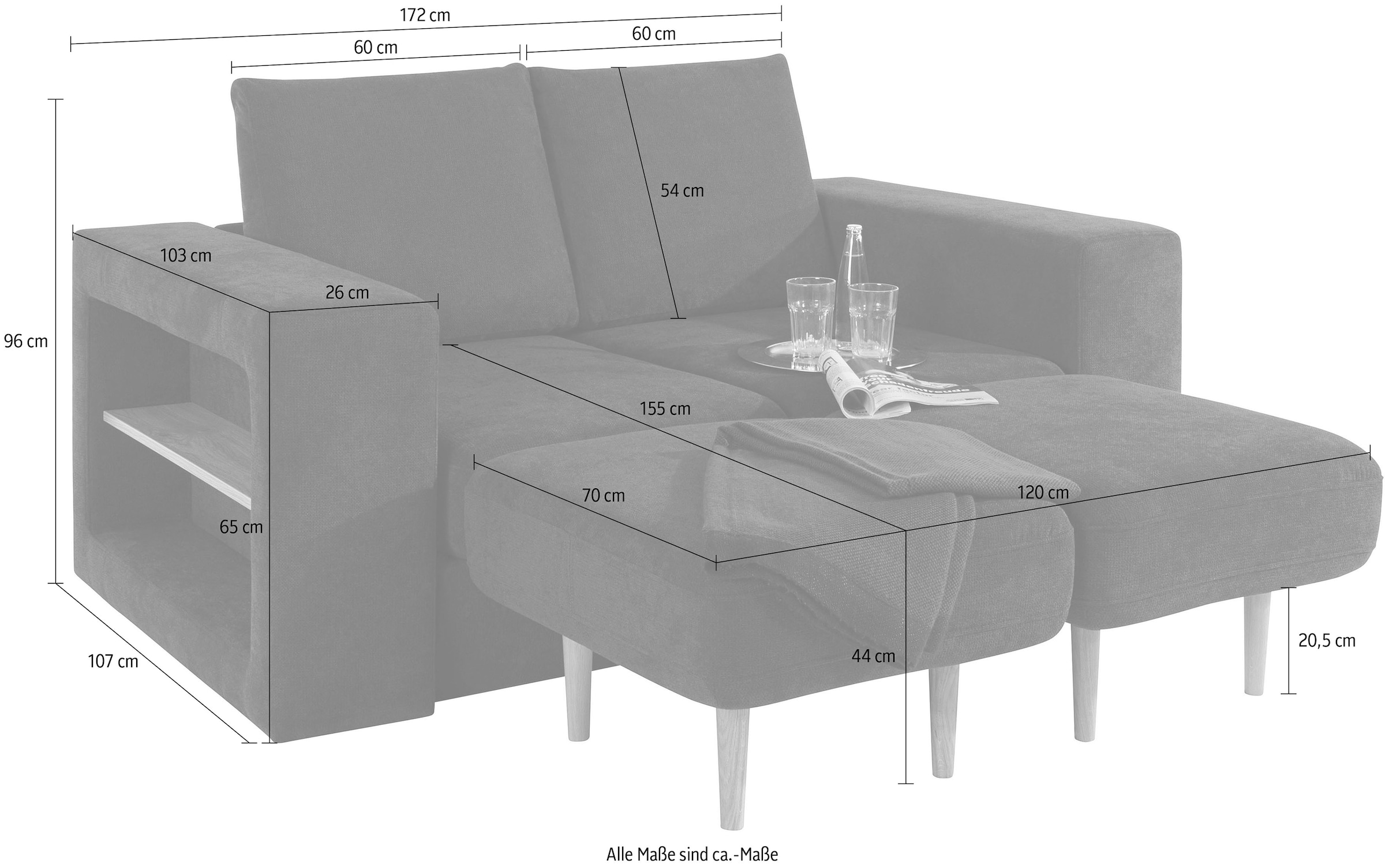 LOOKS by Wolfgang Joop 2-Sitzer »Looksvb«, Verwandlungssofa: aus Sofa wird Sofa mit 2 Hockern, mit Regalfunktion