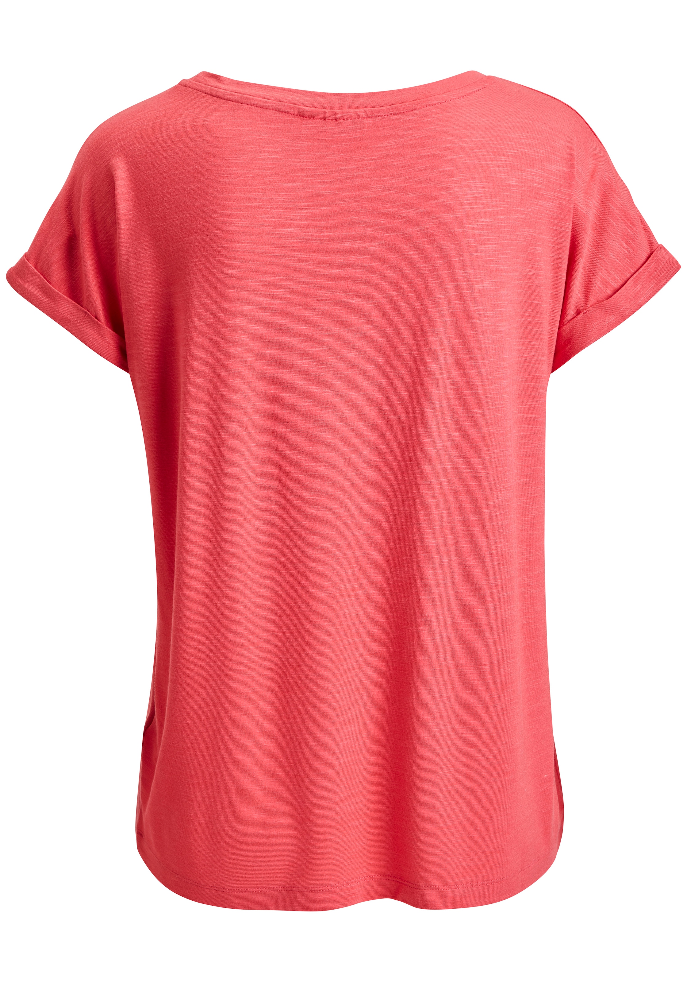 Beachtime by Lascana V-Shirt »mit fixiertem Ärmelumschlag« aus Viskose-Qualität