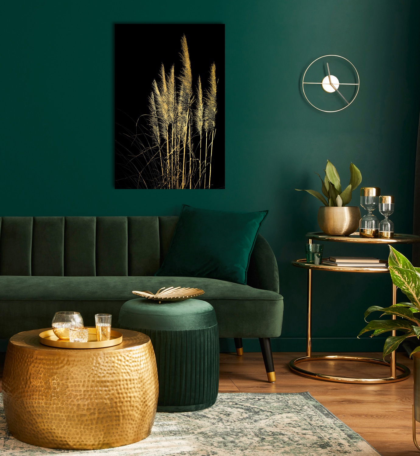 Leonique Acrylglasbild »Pampas Gras - Acrylbilder mit Blattgold veredelt«, günstig online kaufen