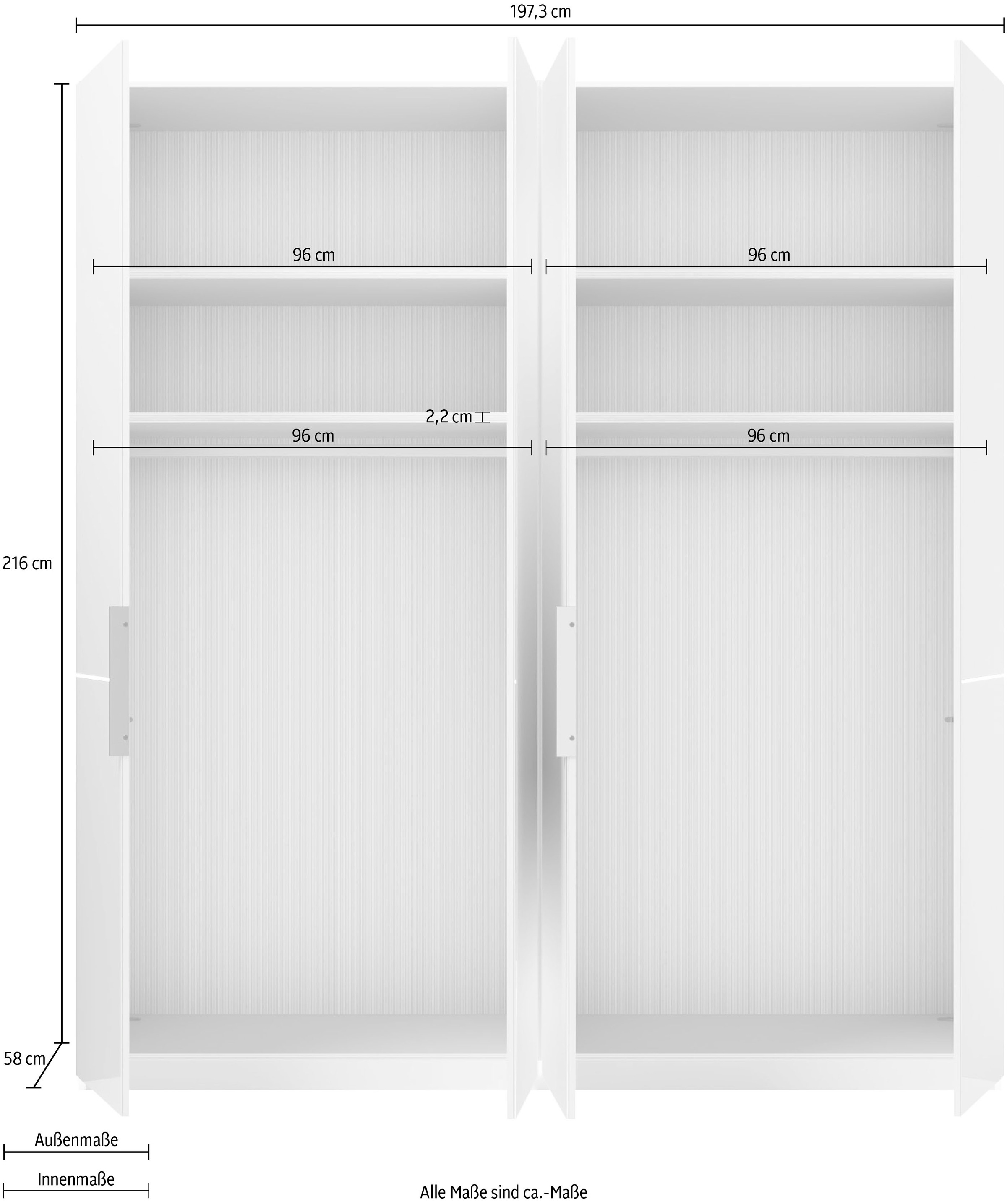Musterring Drehtürenschrank »Imola W«, inkl. Einlegeböden und Kleiderstangen, mit Glas- und Spiegeltüren