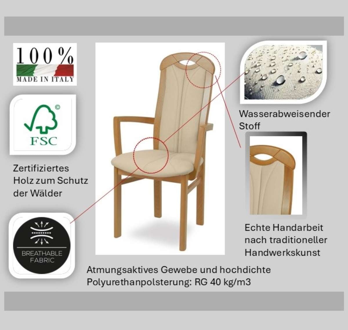 Home affaire Armlehnstuhl »ALEX, Stuhl,Armlehnstuhl«, 1 St., Feinstruktur, Stuhl, Armlehnstuhl, Ausführung mit und ohne wasserabweisender Stoff