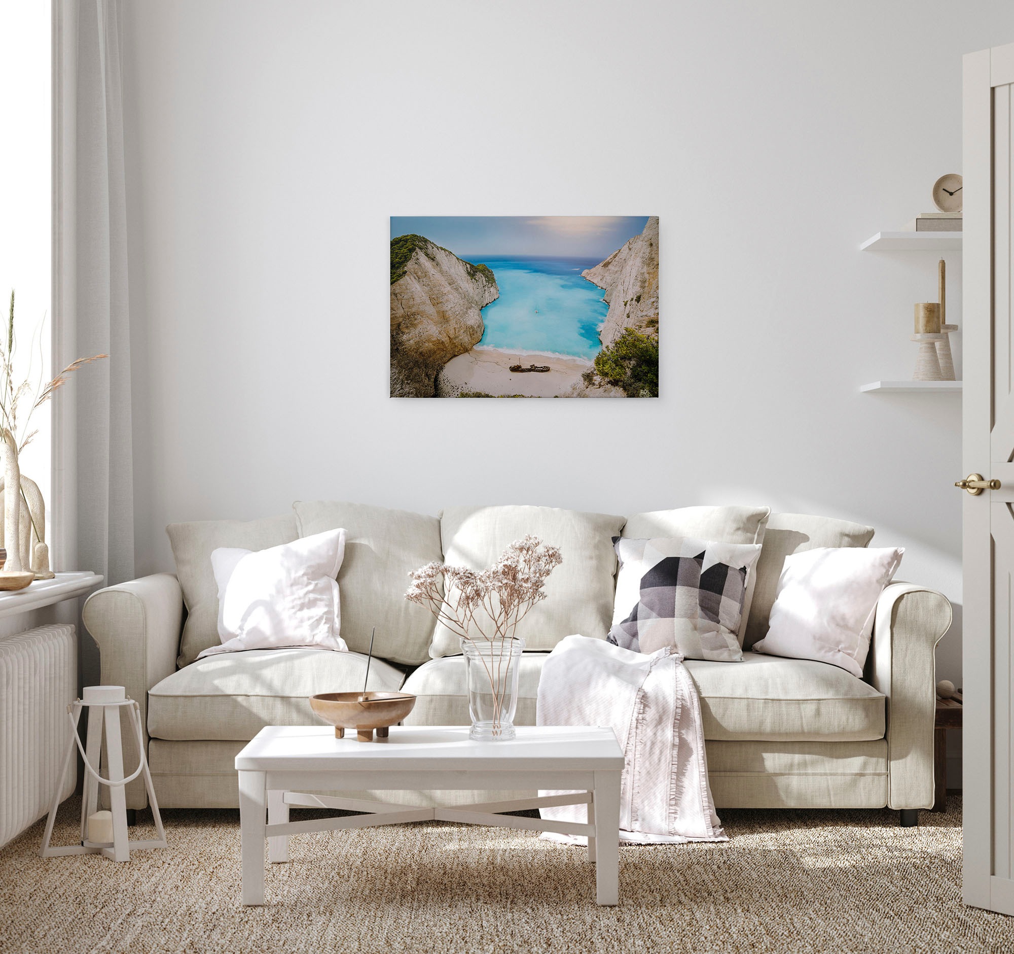 A.S. Création Leinwandbild »Greek Bay«, Kunst-Gemälde-Kinder, (1 St.), Strand Meer Bucht Keilrahmen Sommer Leinwand-Bild Wohnzimmer modern
