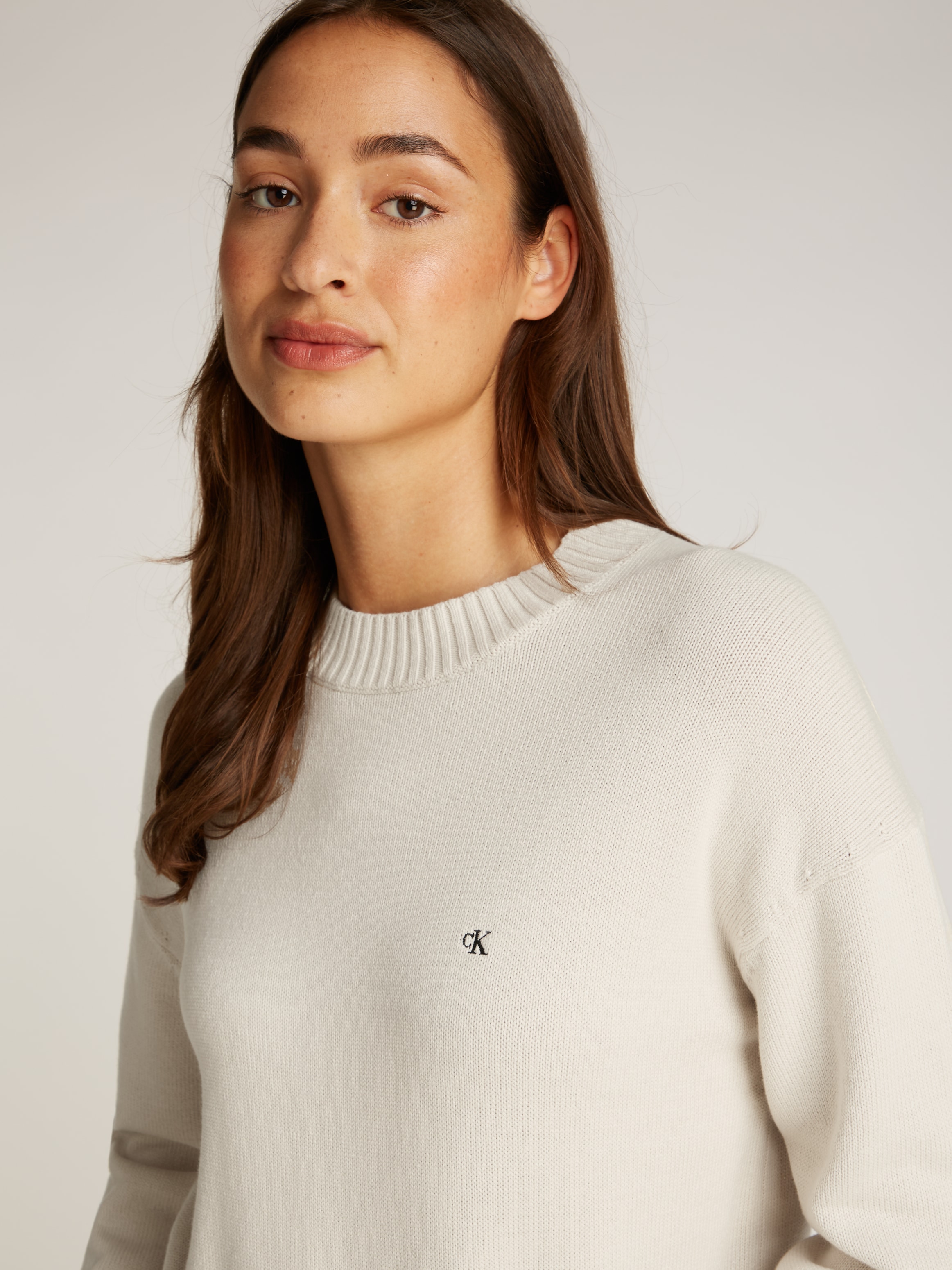 Calvin Klein Jeans Rundhalspullover »MONOGRAM EMBRO CREWNECK SWEATER«, mit Logostickerei