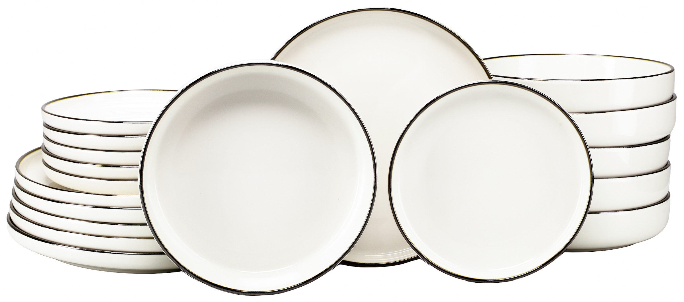 CreaTable Teller-Set »Nordic Festive, Service 18-tlg.« Teller Set, Minimalistisches Design, Dezente goldene Akzente