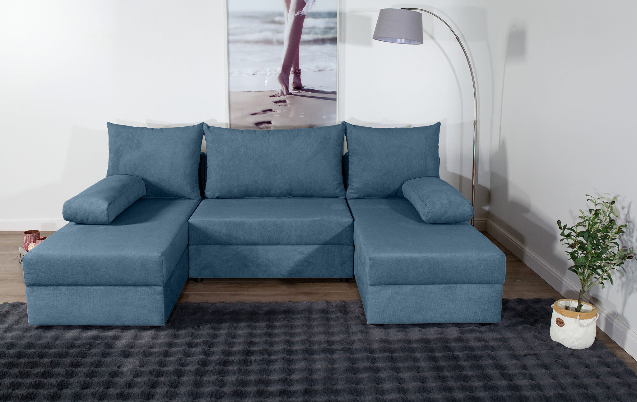 COLLECTION AB Wohnlandschaft »Pico U-Form«, Breite 220, ohne Armlehne mit Schlaffunktion, Bettkasten