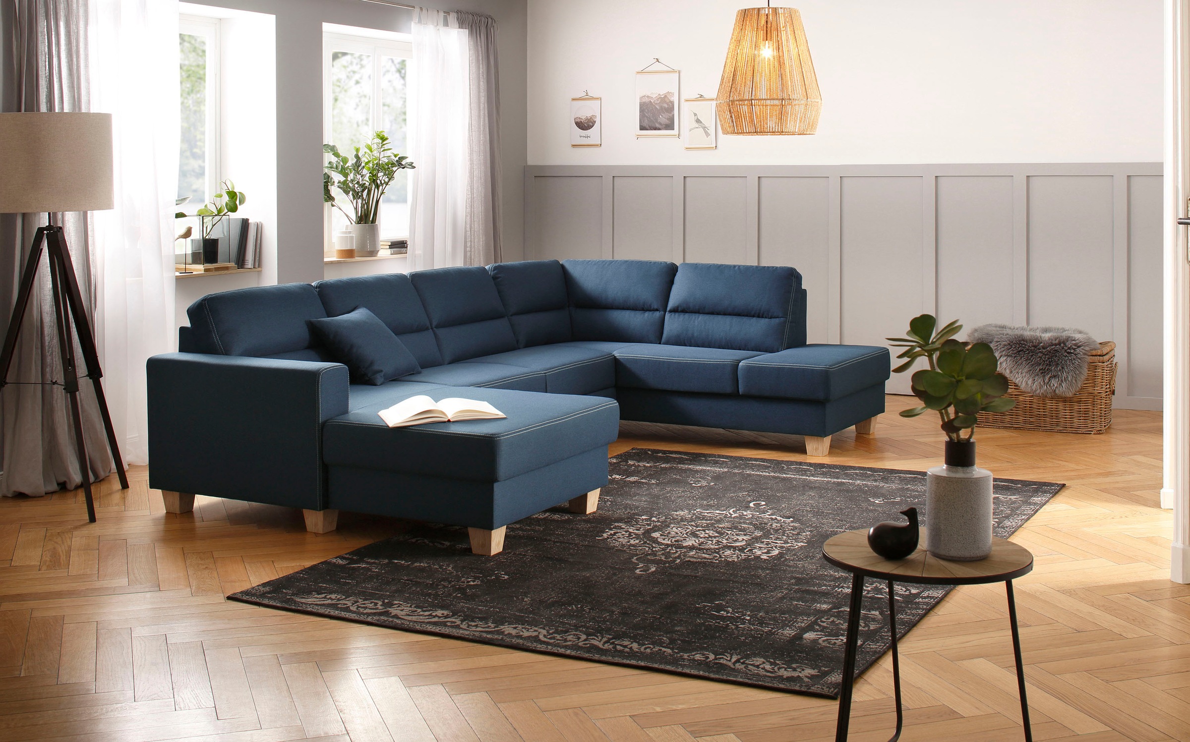 Home affaire Wohnlandschaft "Navan, komfortabel mit viel Platz, U-Form", wa günstig online kaufen