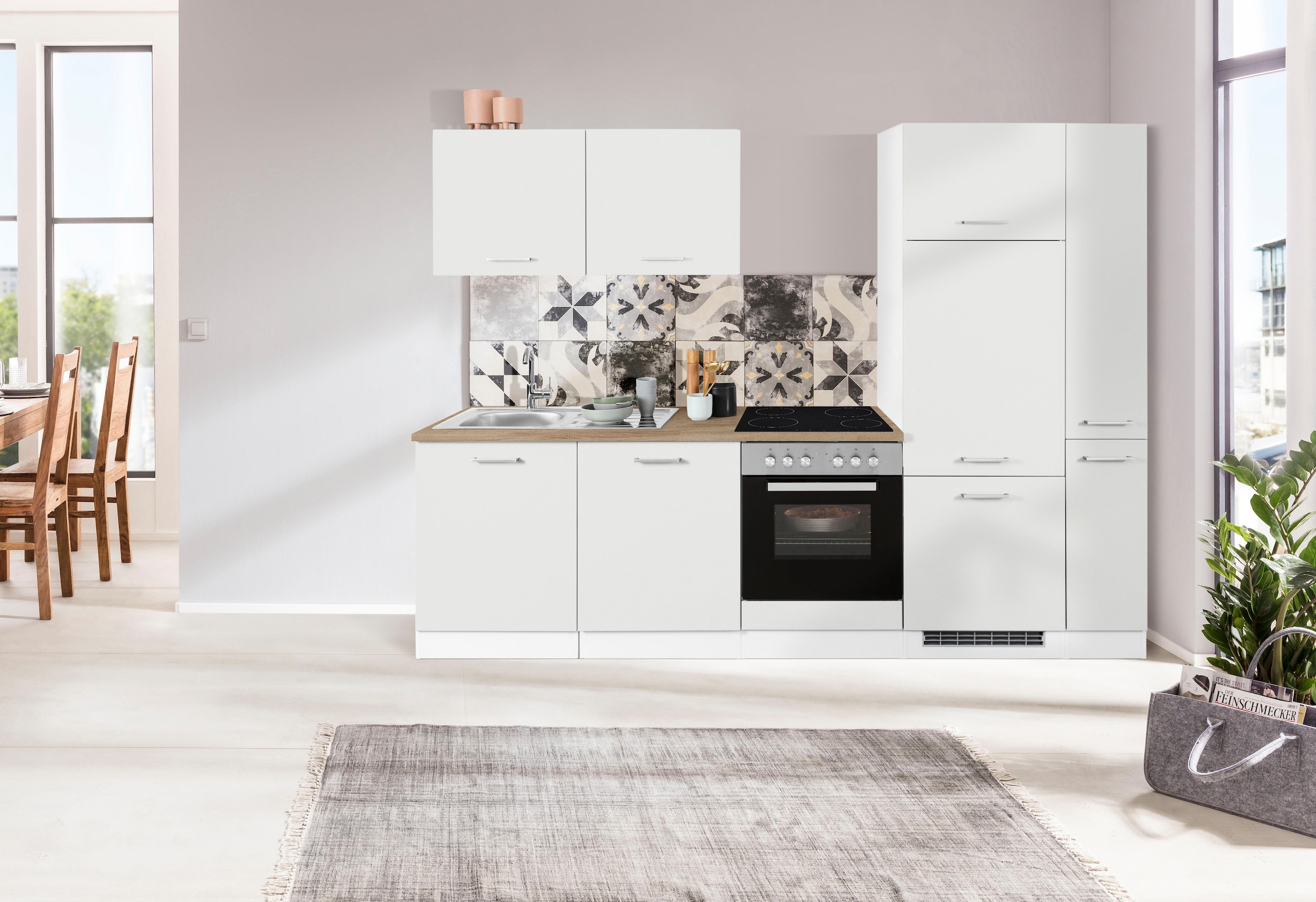 ohne MÖBEL cm Breite 270 »Visby«, auf kaufen Raten Küchenzeile für HELD E-Geräte, Kühlschrank