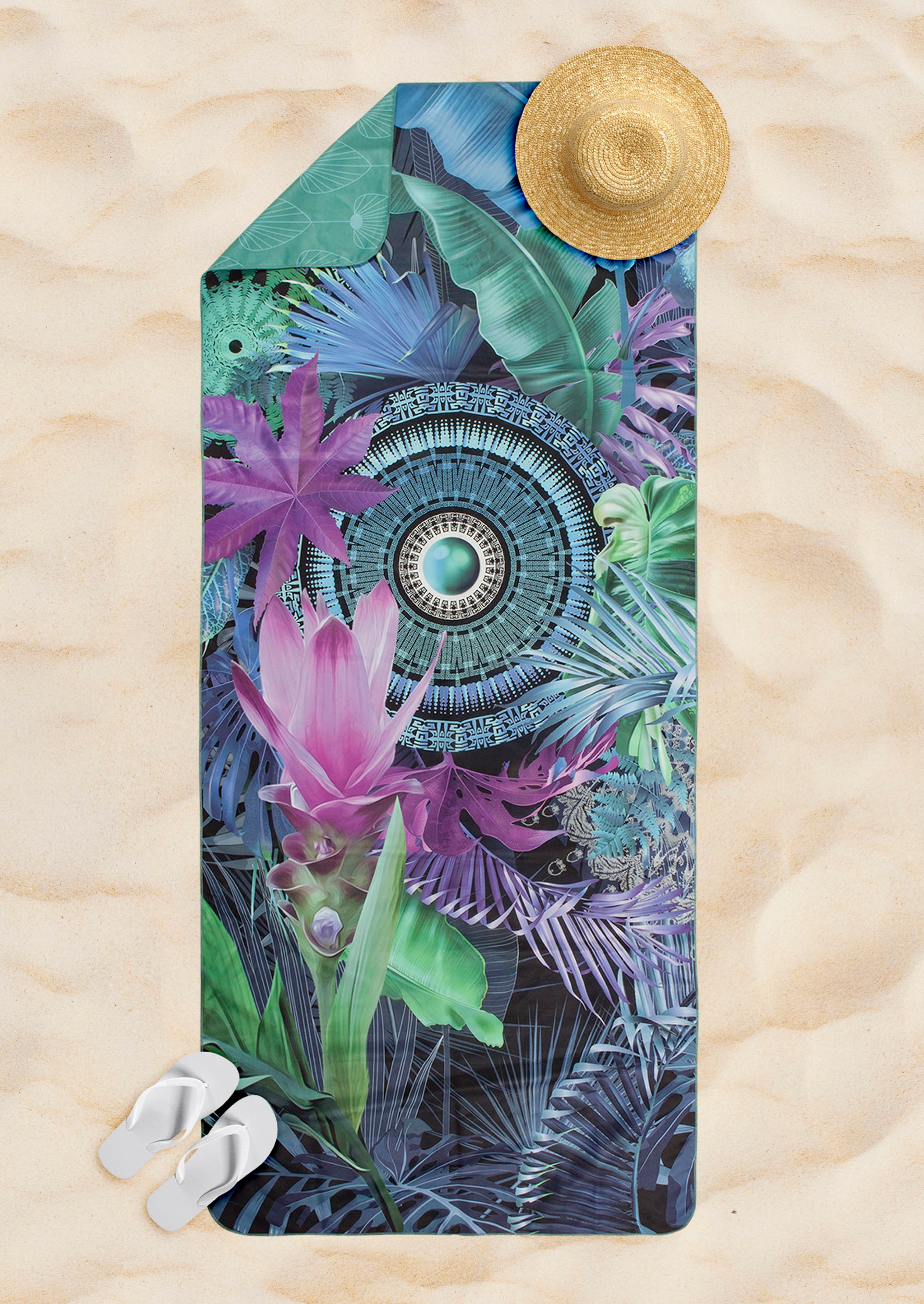 hip Strandtuch »Zehra«, (1 St., Strandtuch 75 x 180 cm), Baumwolle, Velours, 100x180, Weich, Strand, Erwachsen, Dunkel
