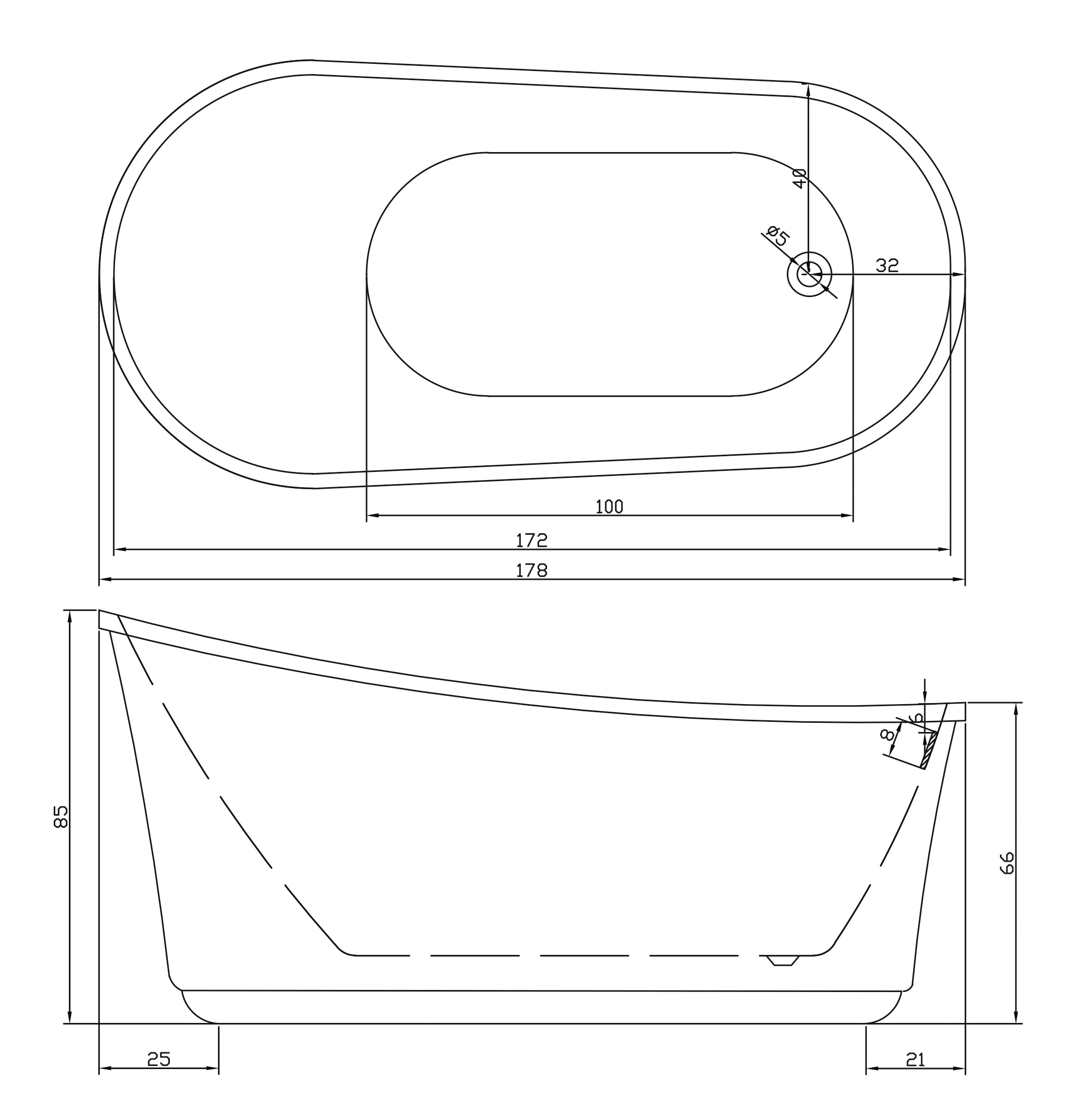 Sanotechnik Badewanne »Oxford«, doppelwandig