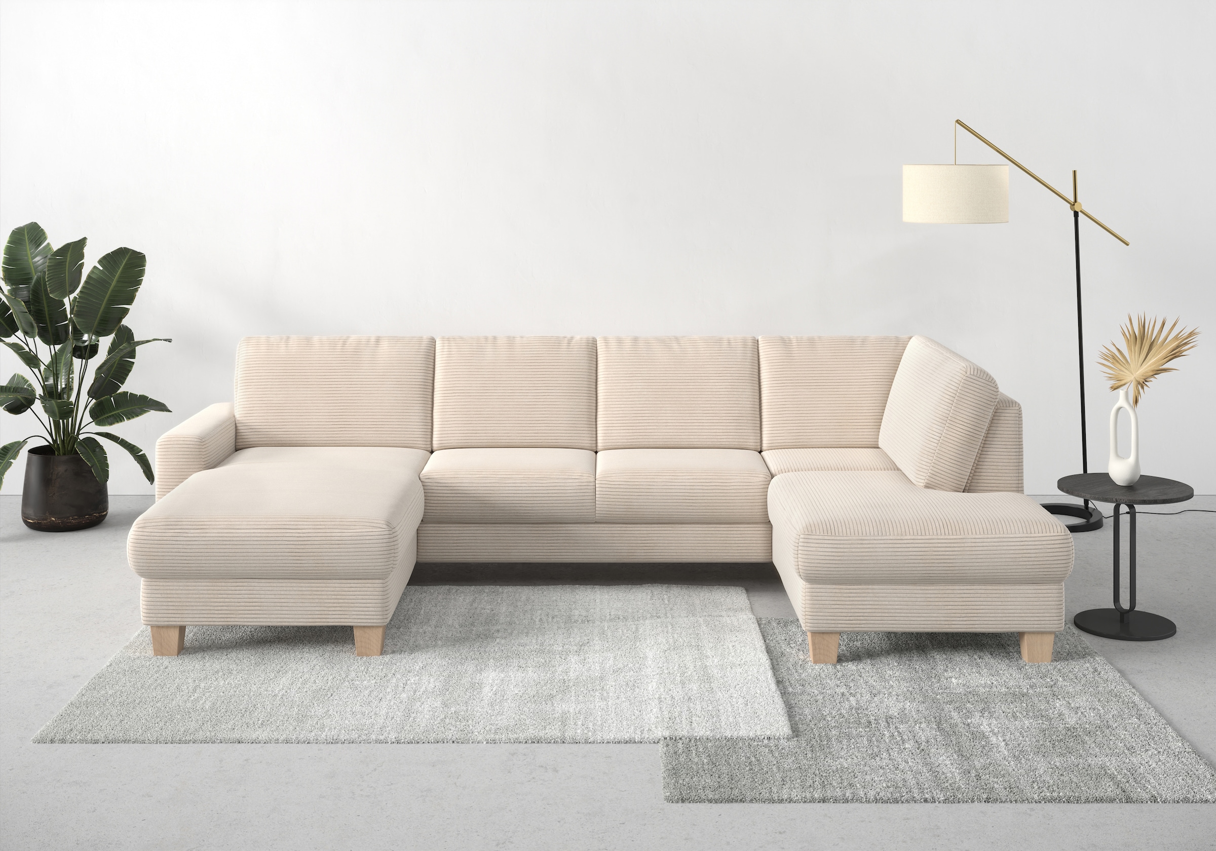 Home affaire Wohnlandschaft »Summer U-Form«, mit oder ohne Bettfunktion und Bettkasten, Cord-Bezug