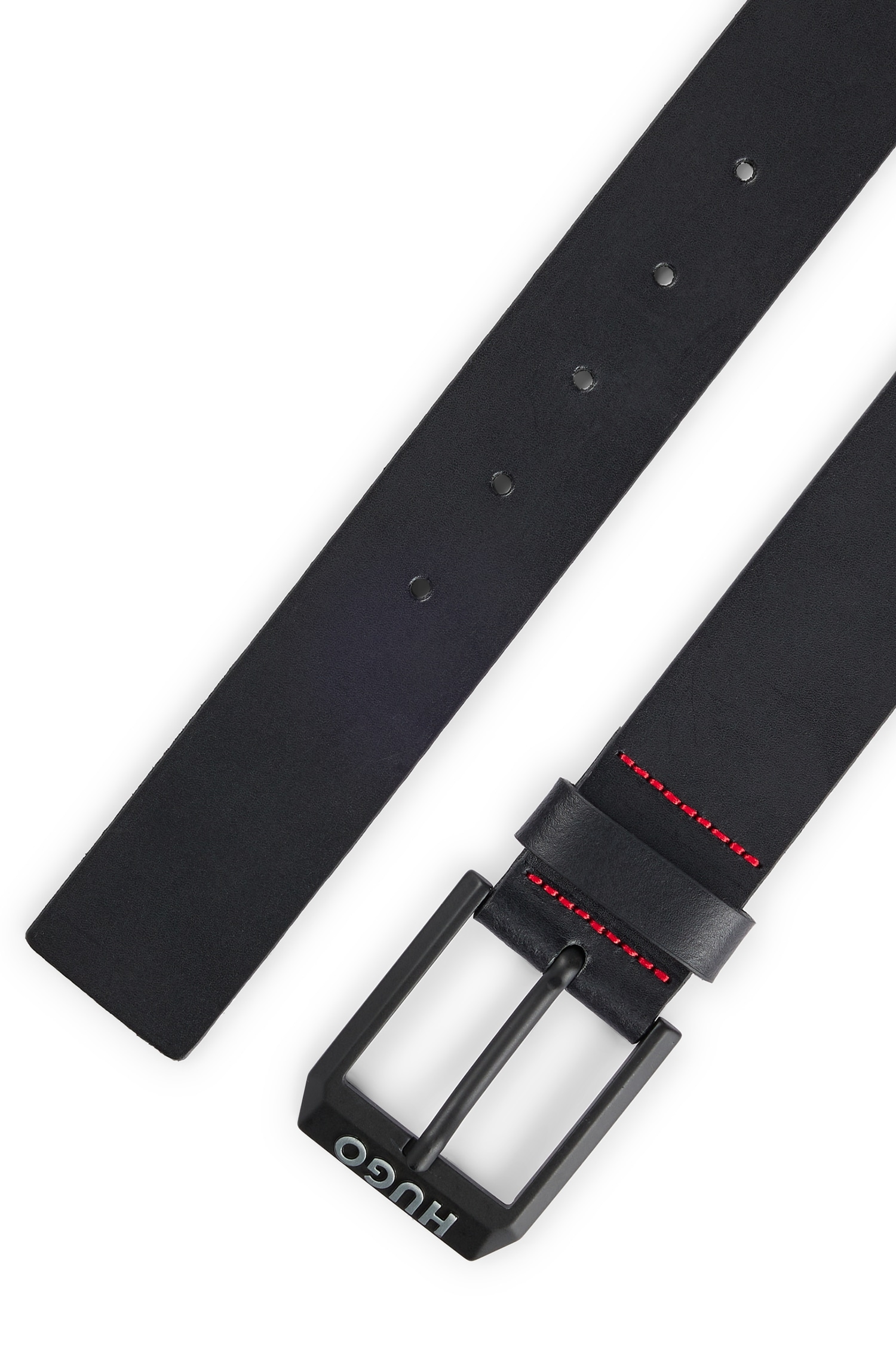 HUGO Ledergürtel »Gelio-B_Sz40«, HUGO Markenlabel, rote Ziehnaht