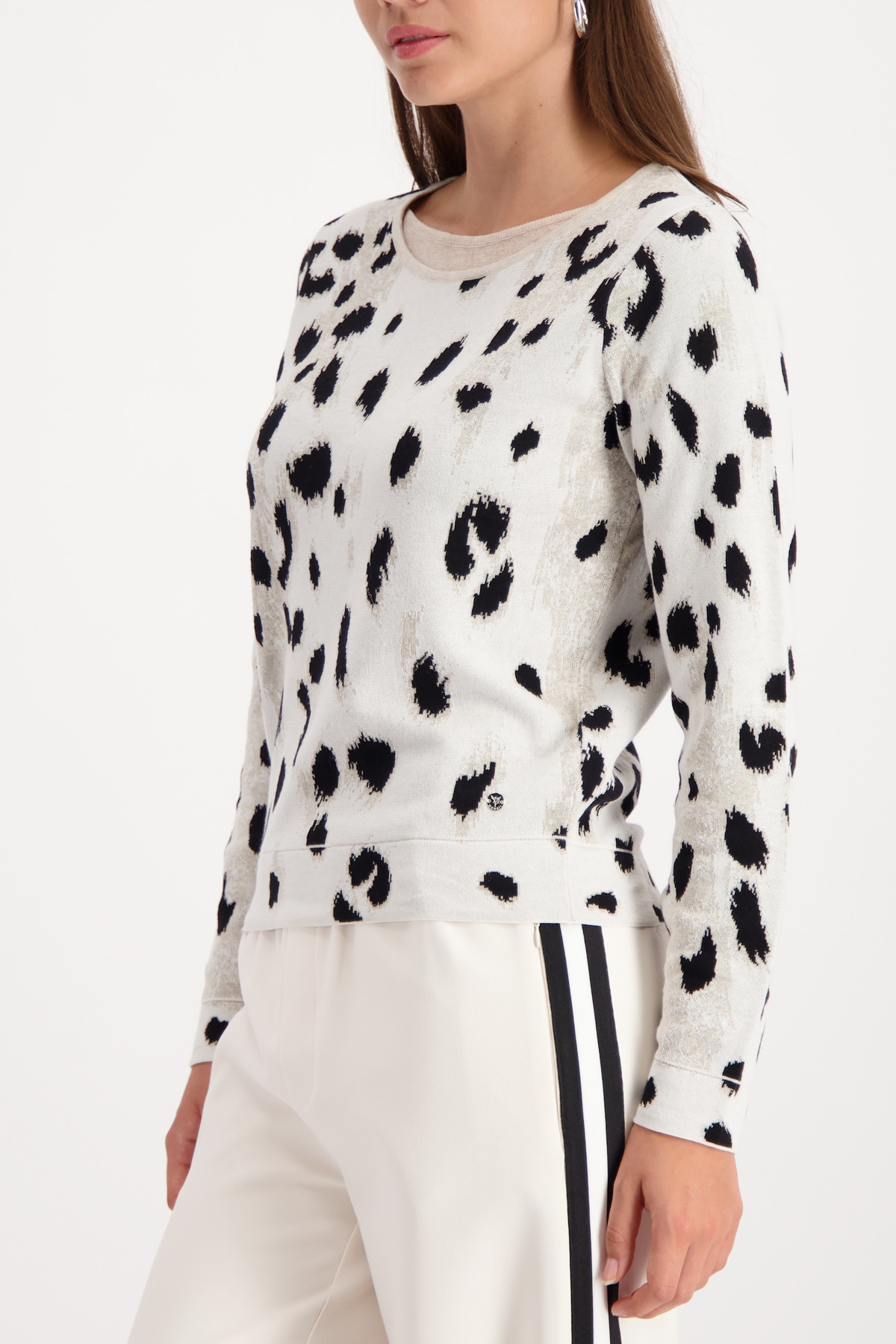 Monari Rundhalspullover »Pullover Leo Jacquard«