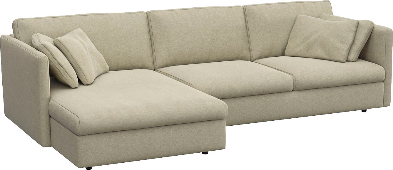 FLEXLUX Ecksofa »Lovane«, Weich & anschmiegsam, große Sitztiefe auf Kaltschaum, Dekokissen inkl.