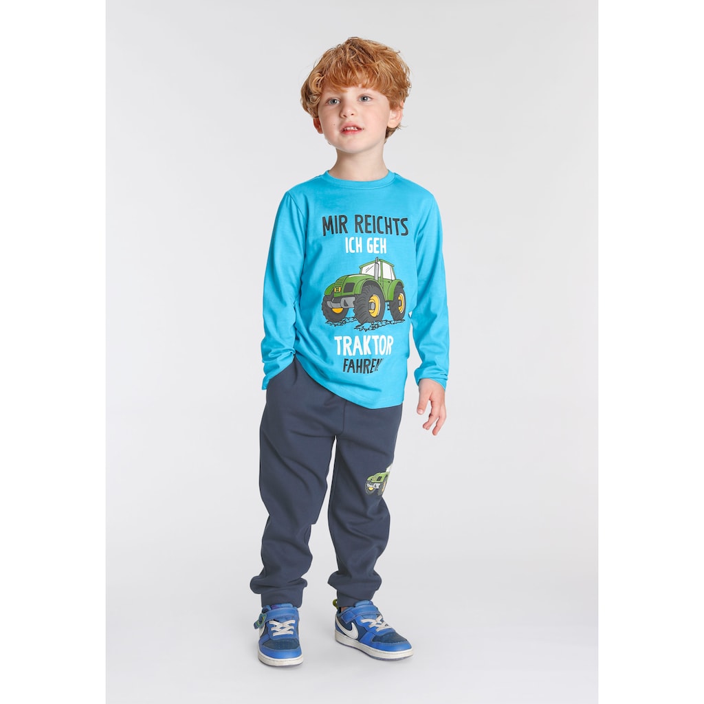 KIDSWORLD Shirt & Hose »MIR REICHTS, ICH GEH TRAKTOR FAHREN«, (Spar-Set, 2 tlg.), Langarmshirt+Jogginghose