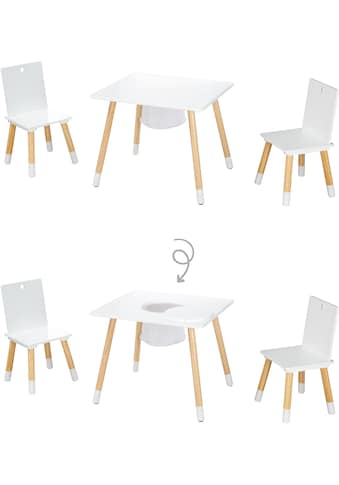 Kindersitzgruppe »Sitzgruppe mit Aufbewahrungsnetz, weiß«, aus Holz