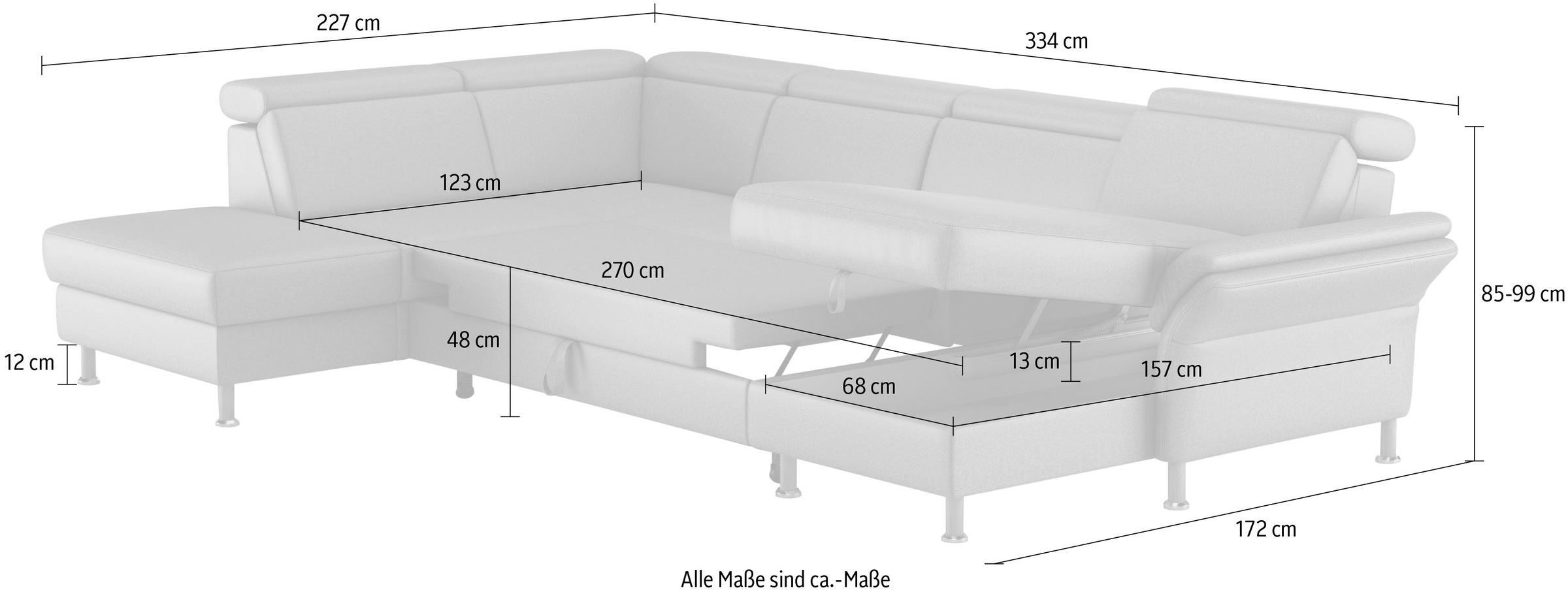 Home affaire Wohnlandschaft »Calypso U-Form«, wahlweise mit motorischer Relaxfunktion