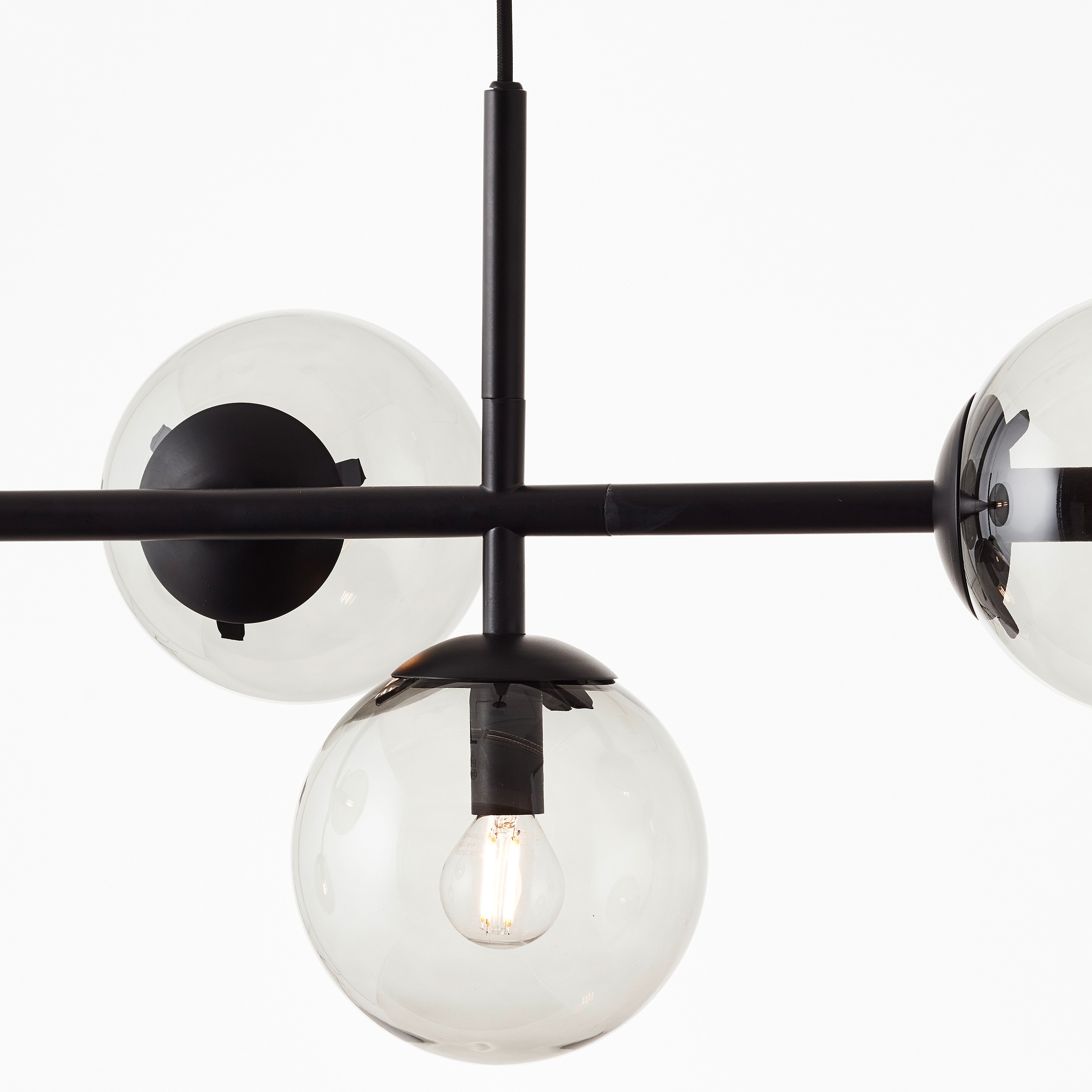 Brilliant Pendelleuchte »Ariol«, 5 flammig, Leuchtmittel E14 | ohne Leuchtmittel, mit Rauchglas, 93 cm Breite, E14, kürzbar, Metall, schwarz