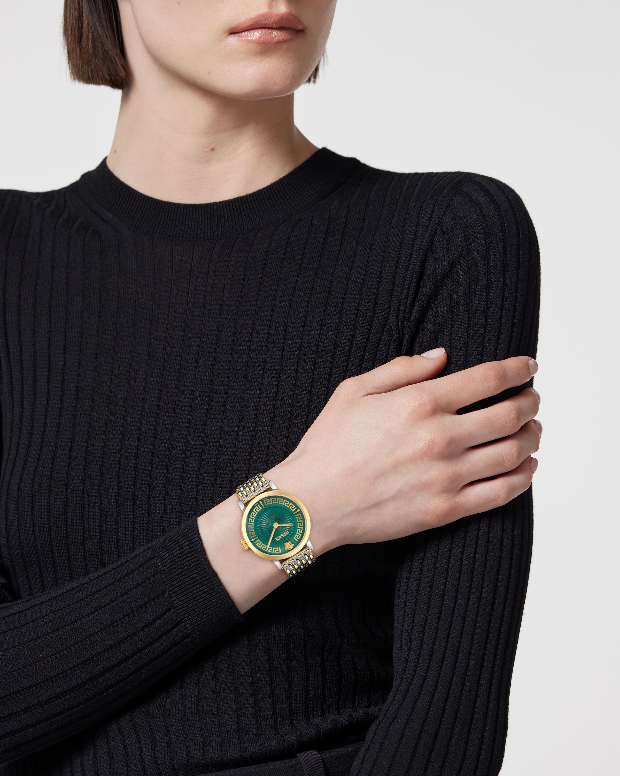 Versace Quarzuhr »GRECA FORTUNA«, Armbanduhr, Damenuhr, Swiss Made, Edelstahlarmband, analog