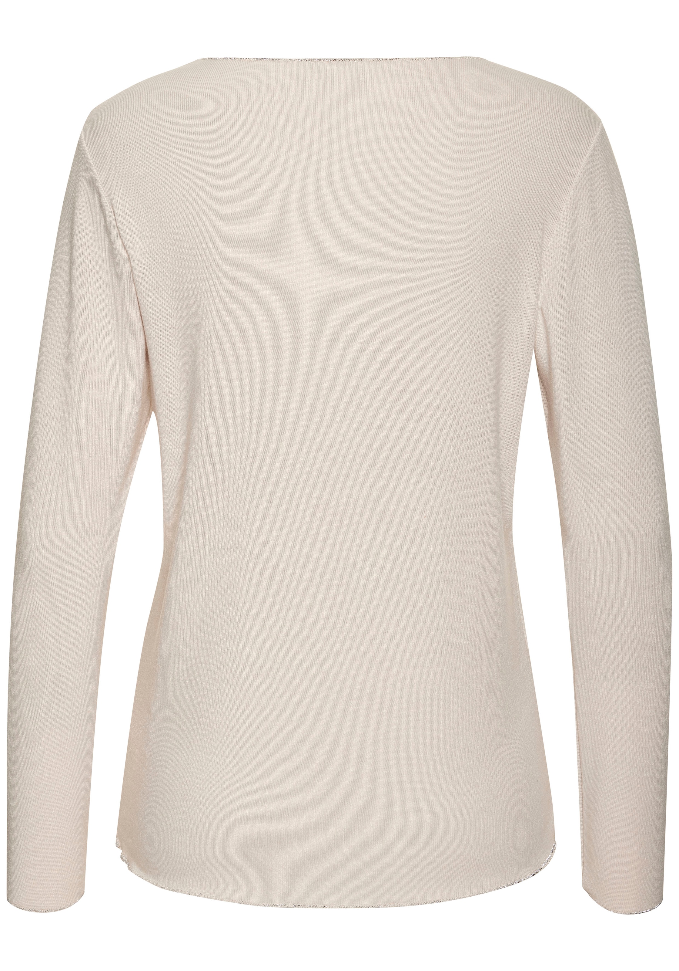 LASCANA Langarmshirt »mit feiner Glitzereinfassung«, aus weichem Viskose-Feinstrick