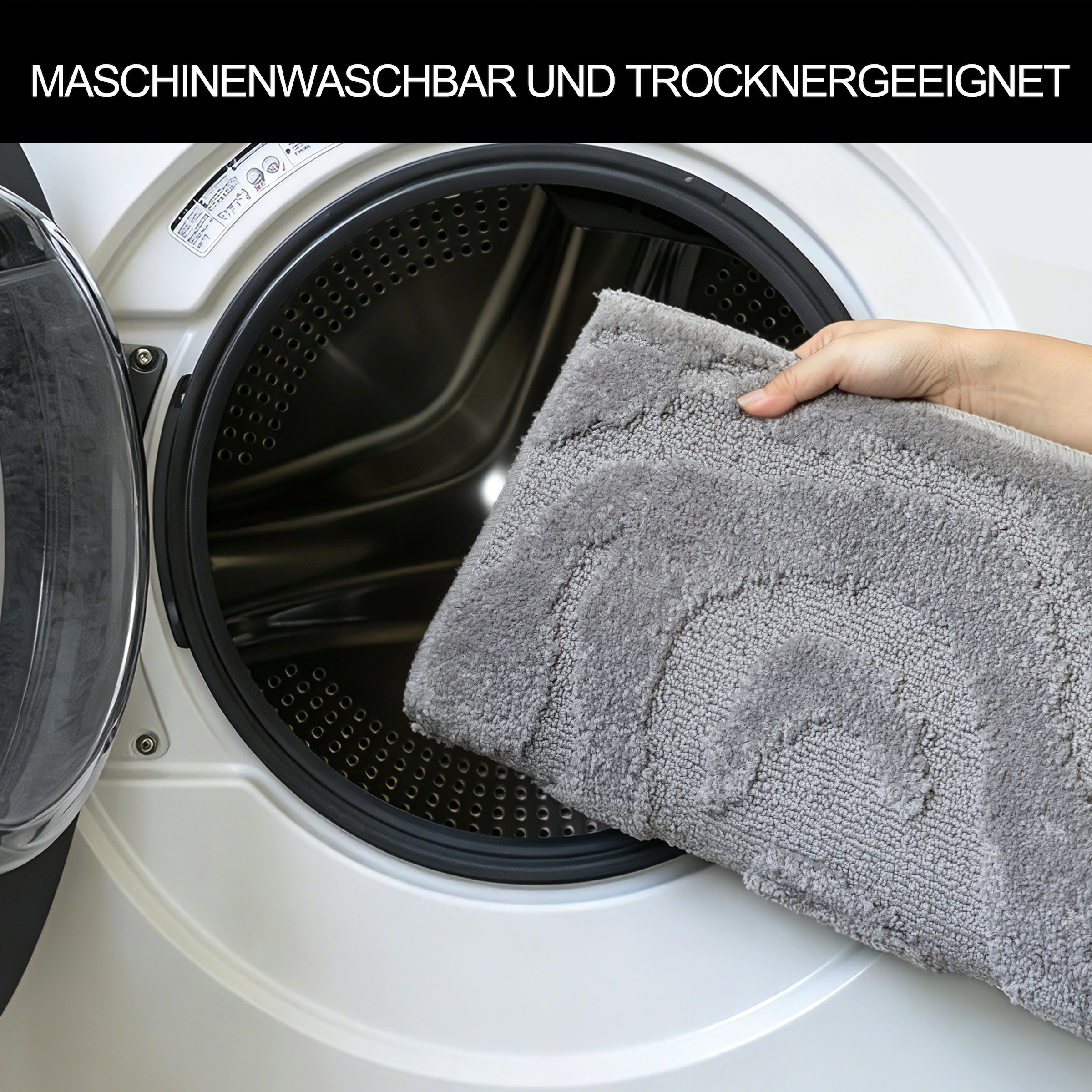 OTTO home Badematte »Wave, Badvorleger, Badezimmer Teppich« Höhe 10 mm rutschhemmend beschichtet fußbodenheizungsgeeignet | schnell trocknend Hoch-Tief-Effekt, modernes Muster, Welle, Badteppich, Duschvorleger