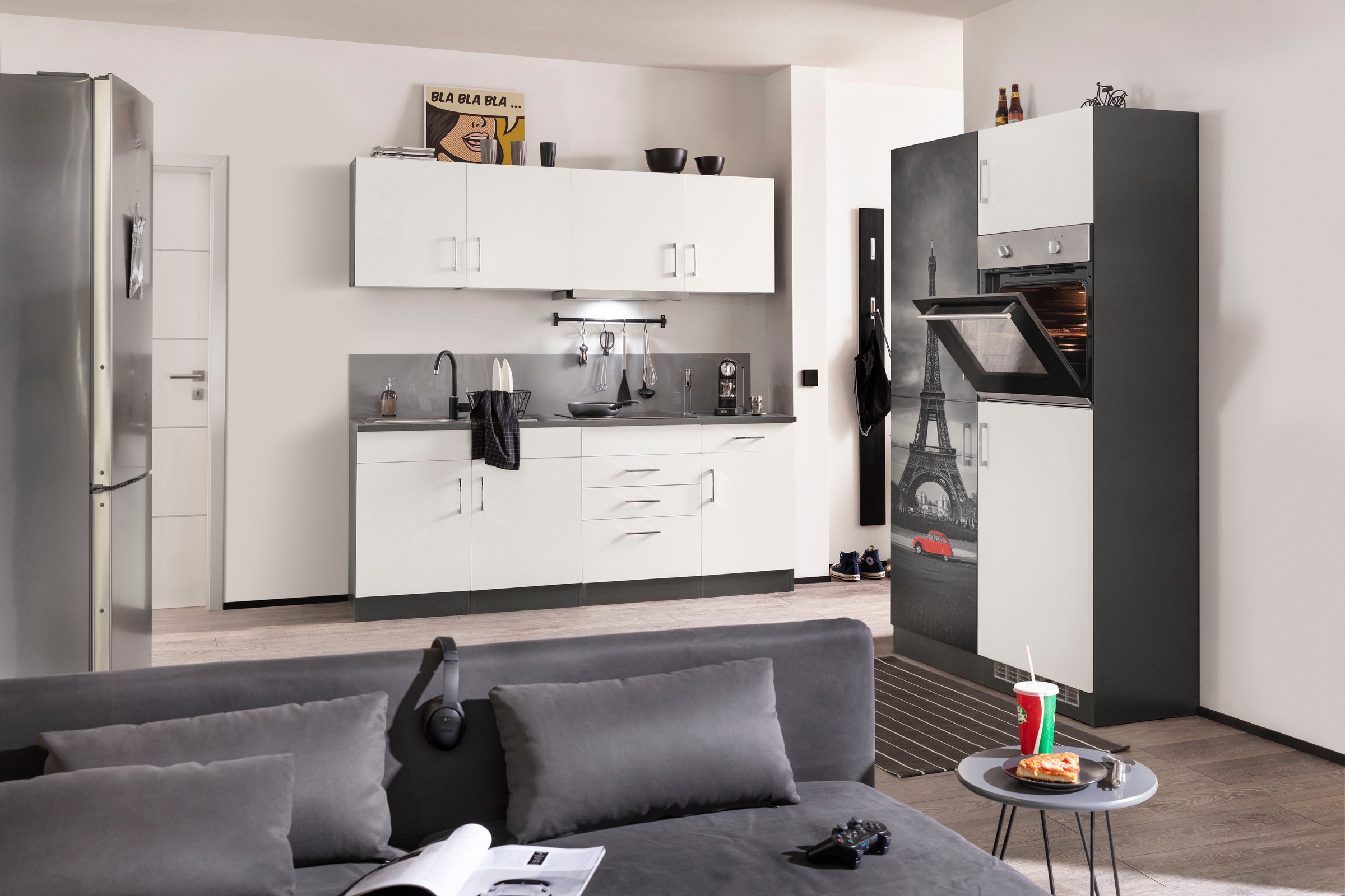 HELD MÖBEL Küchenzeile »Paris«, mit E-Geräten, Breite 330 cm, wahlweise mit Induktionskochfeld