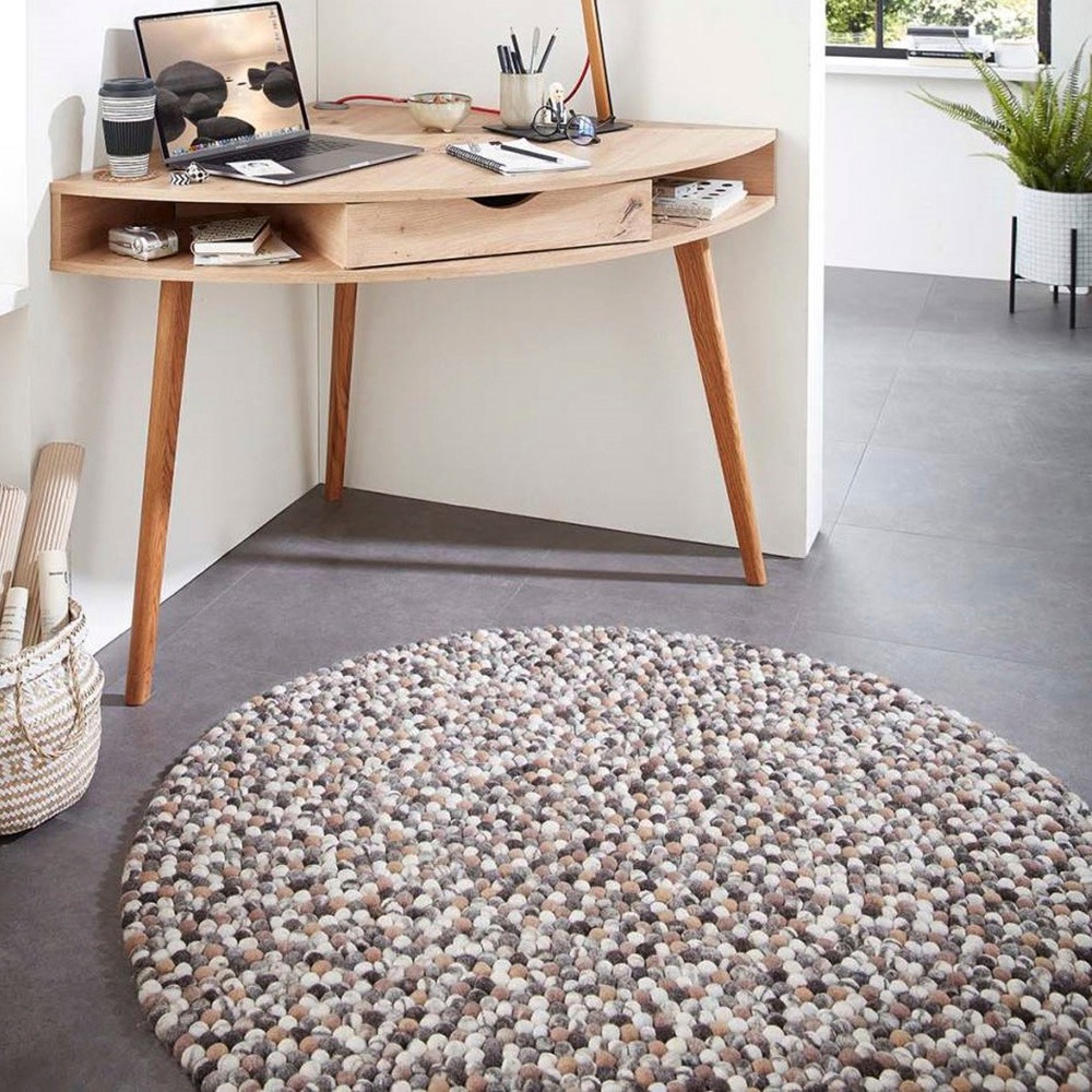 THEKO Wollteppich »Felty 2.2« rund 22 mm Höhe Filzkugel-Teppich, reine Wolle, handgefertigt, auch als Läufer