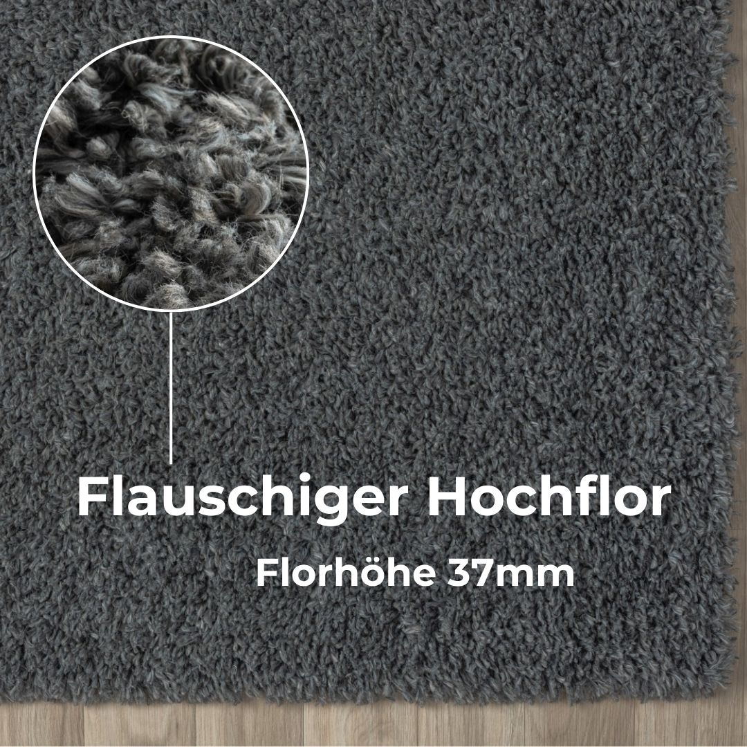 my home Hochflor-Teppich »Banji«, rechteckig, 37 mm Höhe, Uni Farben, weich und flauschig, auch als Läufer & in rund erhältlich