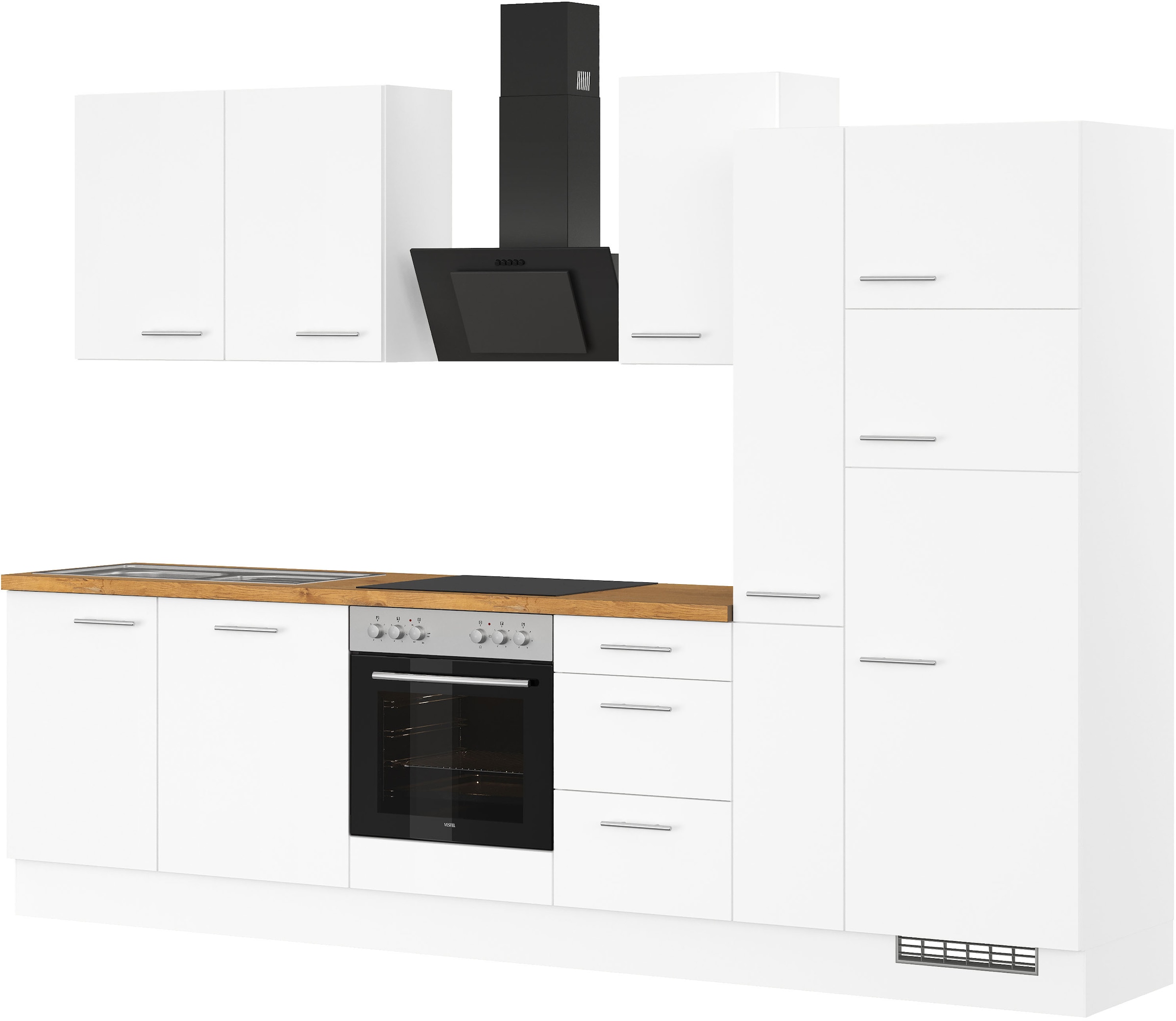 IMPULS KÜCHEN Küchenzeile »"Valencia", Ausrichtung wählbar, Schubkästen mit Soft-Close,« vormontiert, wahlweise mit E-Geräten, Breite 310 cm