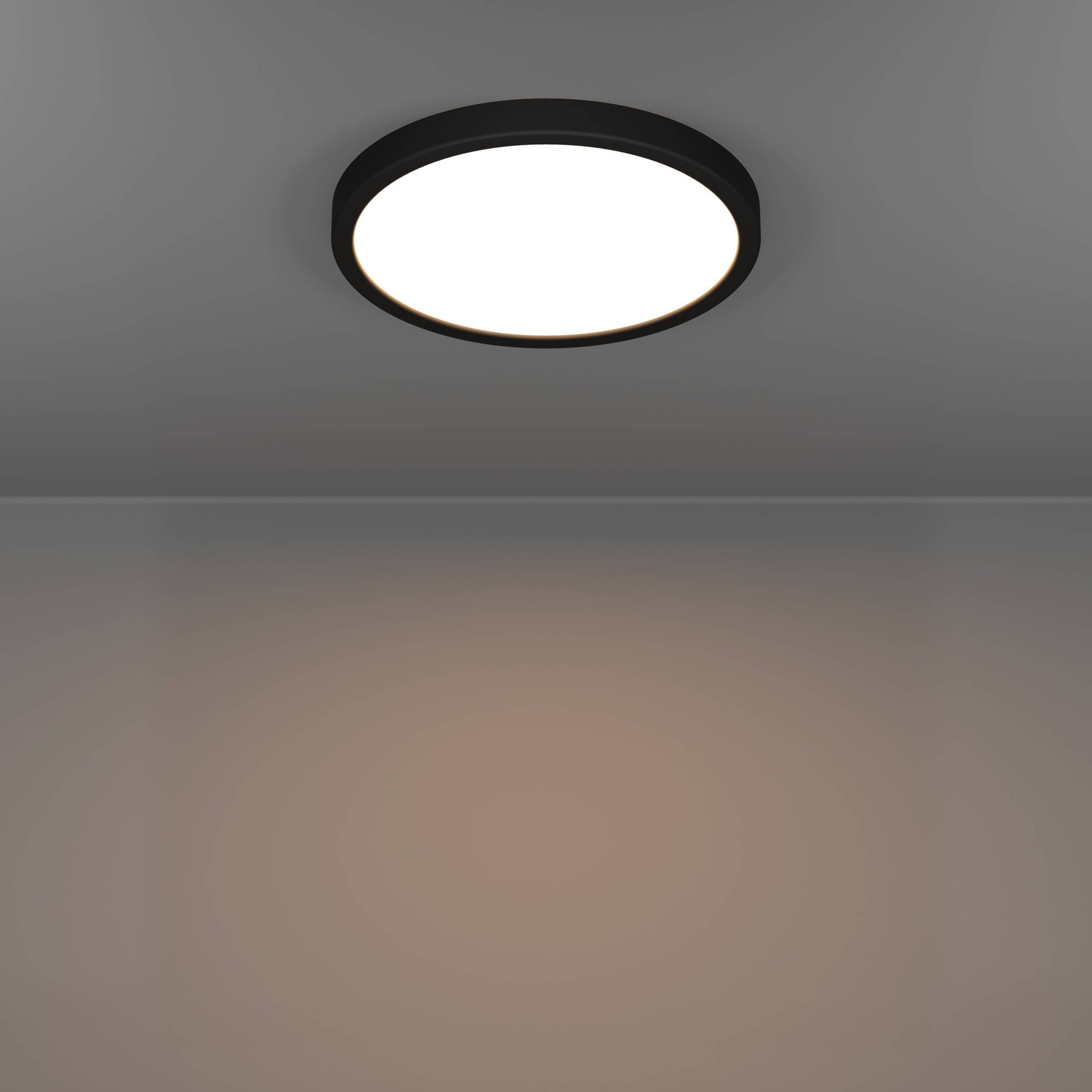 EGLO Aufbauleuchte »Fueva 6 Deckenleuchte, Aufbaulampe, Badlampe Decke, Kunststoff, IP44« LED-Modul 1 Stk. Kaltweiß | Neutralweiß | Warmweiß Aufbauleuchte - H2,5 x Ø27,8 cm - schwarz - 14,2W inkl.