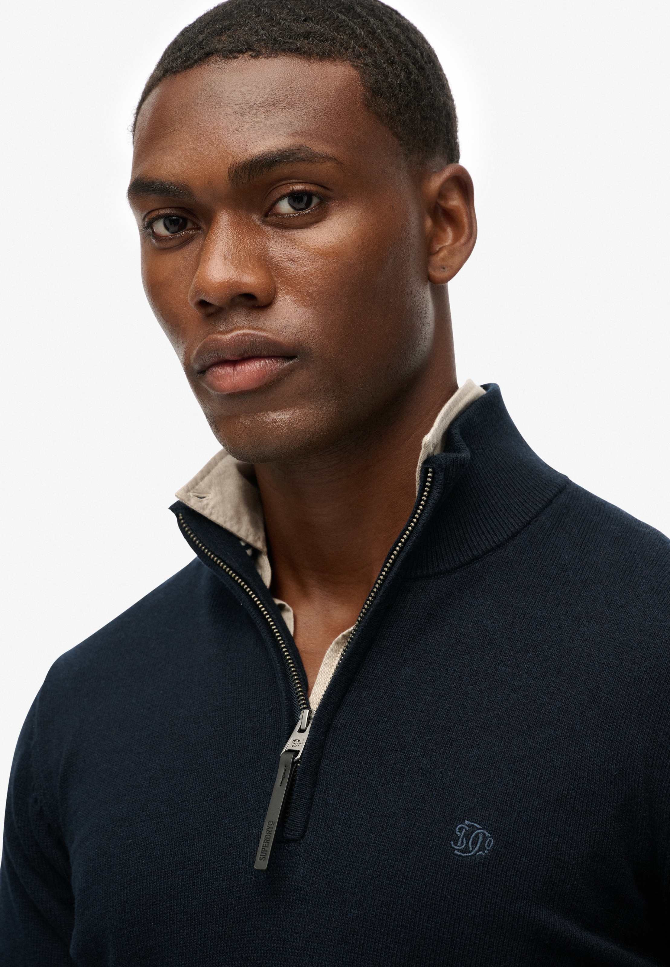 Superdry Troyer »ESSENTIALS COTTON HALF ZIP« aus Baumwolle, Slim Fit, hochschließender Kragen mit Reißverschluss