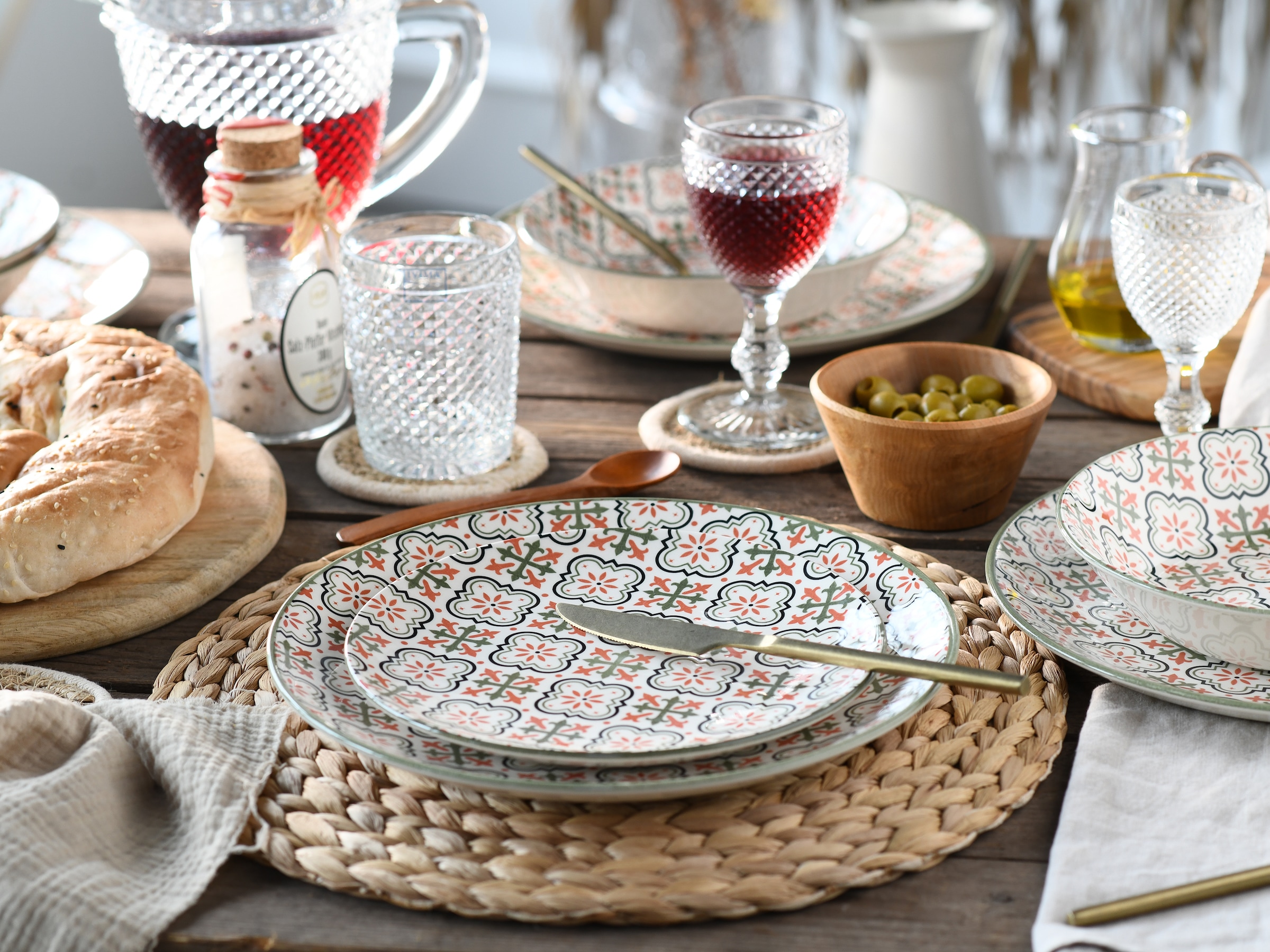 CreaTable Teller-Set »Rumi«, (Set, 12 tlg.), orientalische2 Fliesenmotiv