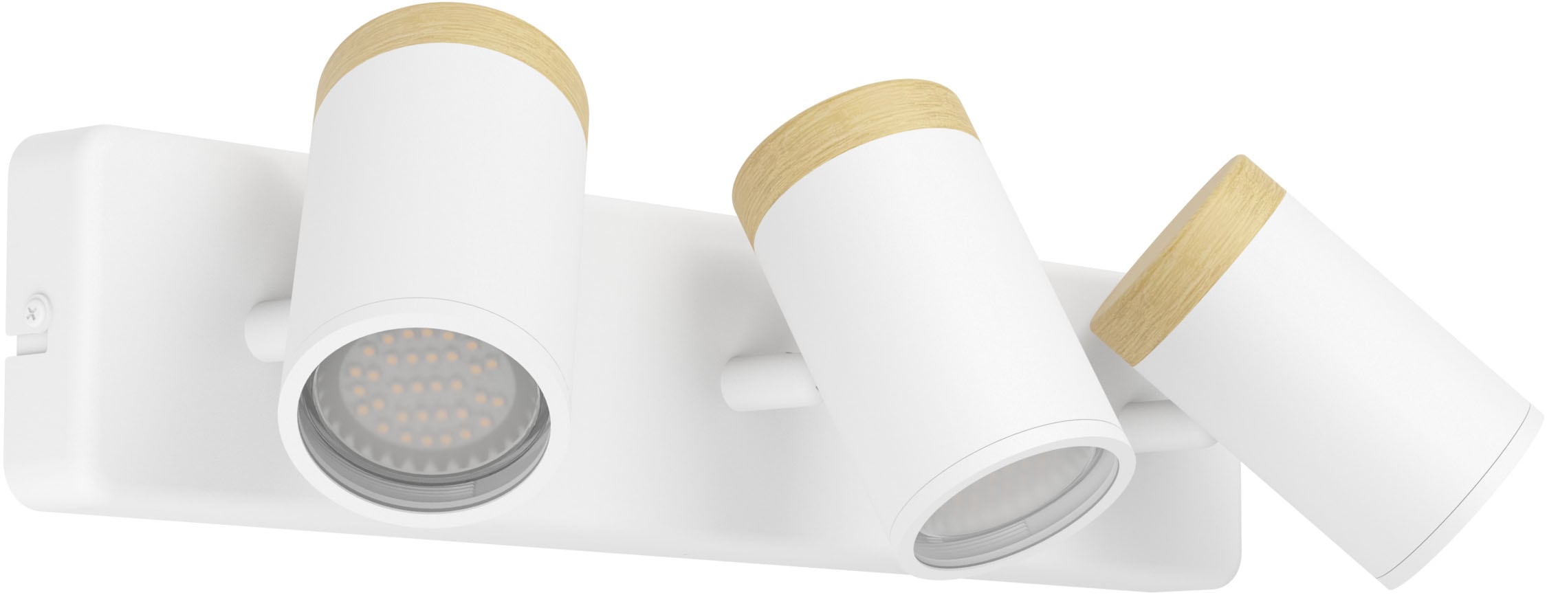 EGLO Deckenleuchte »CONSUMA Spotlampe - Stahl, Holz - GU10 - 3X3W - IP44« G günstig online kaufen