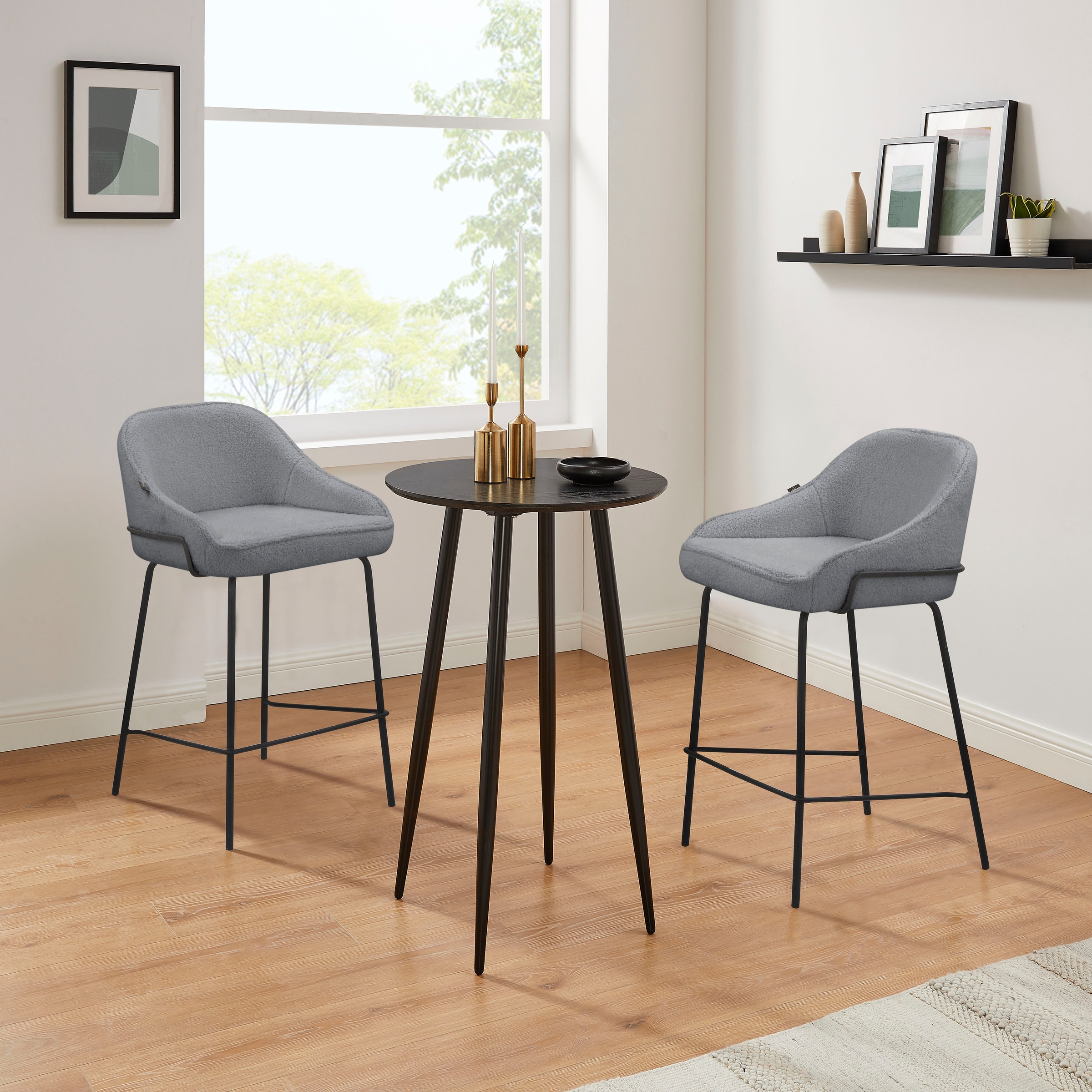 Leonique 4-Fußstuhl »Puant«, 2 St., Struktur, mit Stoff aus Polyester/recyceltem Polyester, Sitzhöhe 65 cm