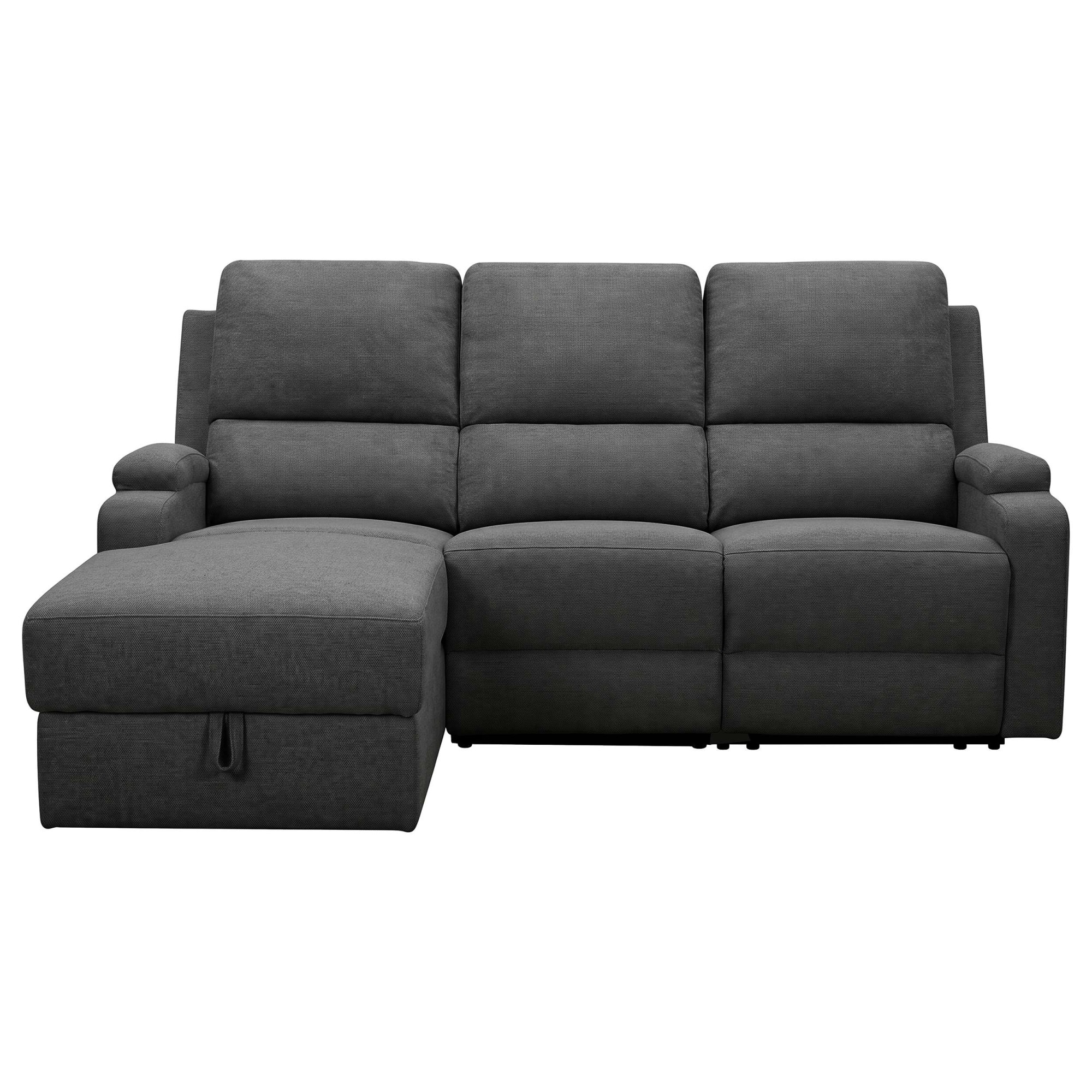 OTTO home Ecksofa »NAPORI Struktur-Bezug, L-Form, 210cm, man./elektr. Relaxfunktion« USB-A bei elektr. Variante, Staukasten, Seitentaschen u. Federkern