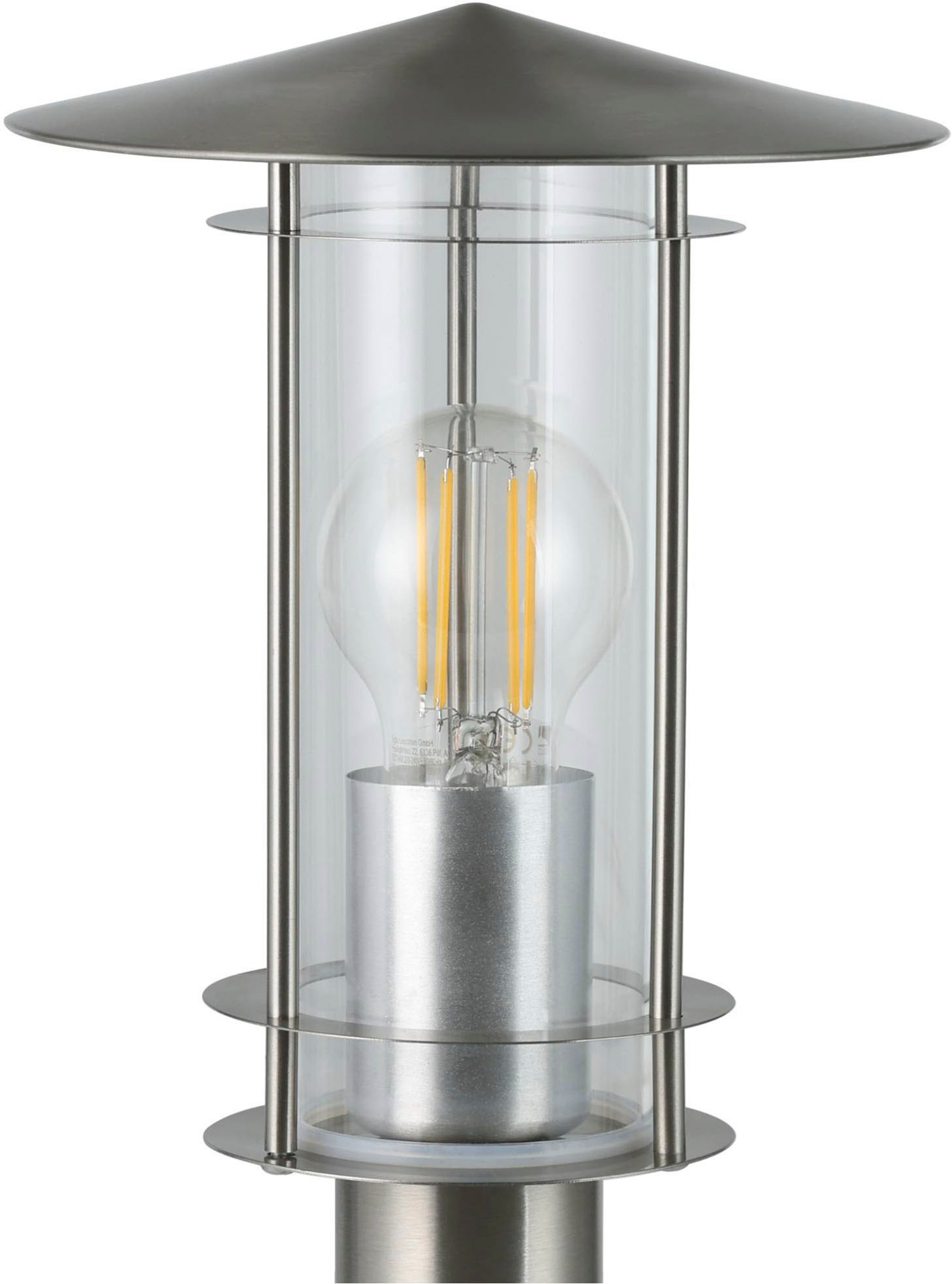 EGLO Stehlampe »Lisio Außen-Wegelampe, Stehlampe, Wegeleuchte, silber, E27, IP44« E27 1 Stk. Stehleuchte - H50 x Ø17,5 cm - edelstahl - 1X60W exkl.