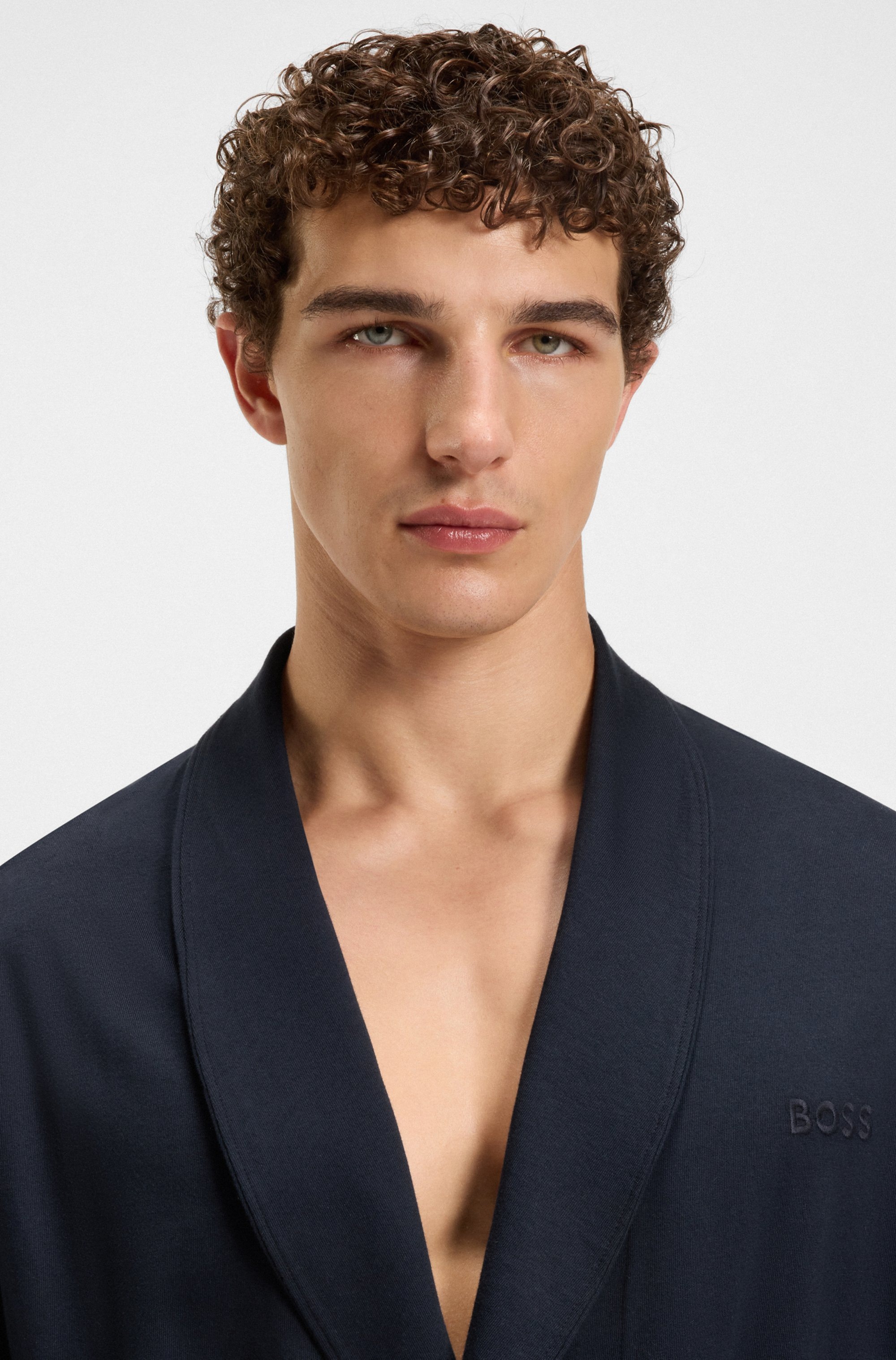 BOSS Morgenmantel aus Baumwoll-Jersey mit Logo-Stickerei