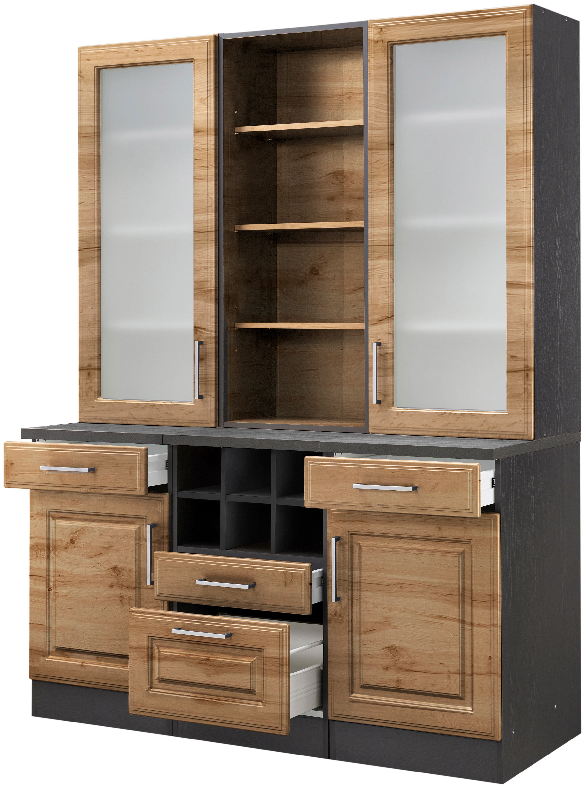 HELD MÖBEL Küchenbuffet "Stockholm", hochwertige MDF-Fronten, 2 Glasrahment günstig online kaufen